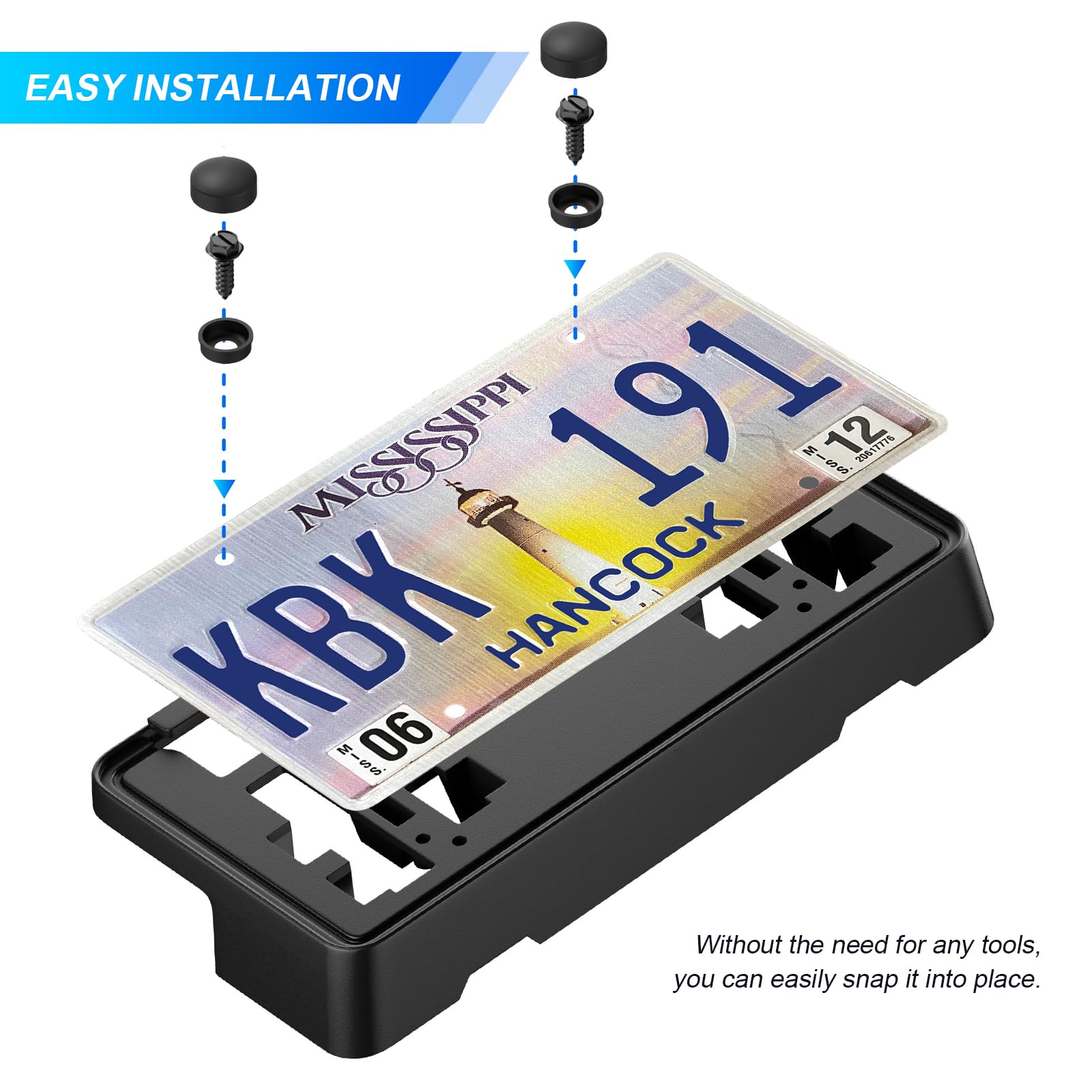 Podestaa License Plate Frame for 2021-2023 Ford F150 - Black ABS, Model FLP-F150, Fits 2.7L 3.0L 3.5