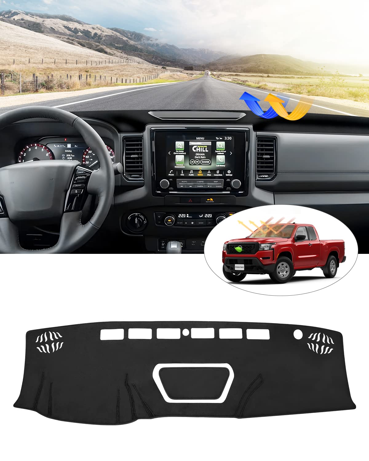 Cartist Dash Cover Custom Fit For Nissan Frontier 2022 2023 2024 2025 Accessories Dashboard Cover Mat For Frontier Non-Slip Dash Carpet Anti-Glare (Thick Suede Material)