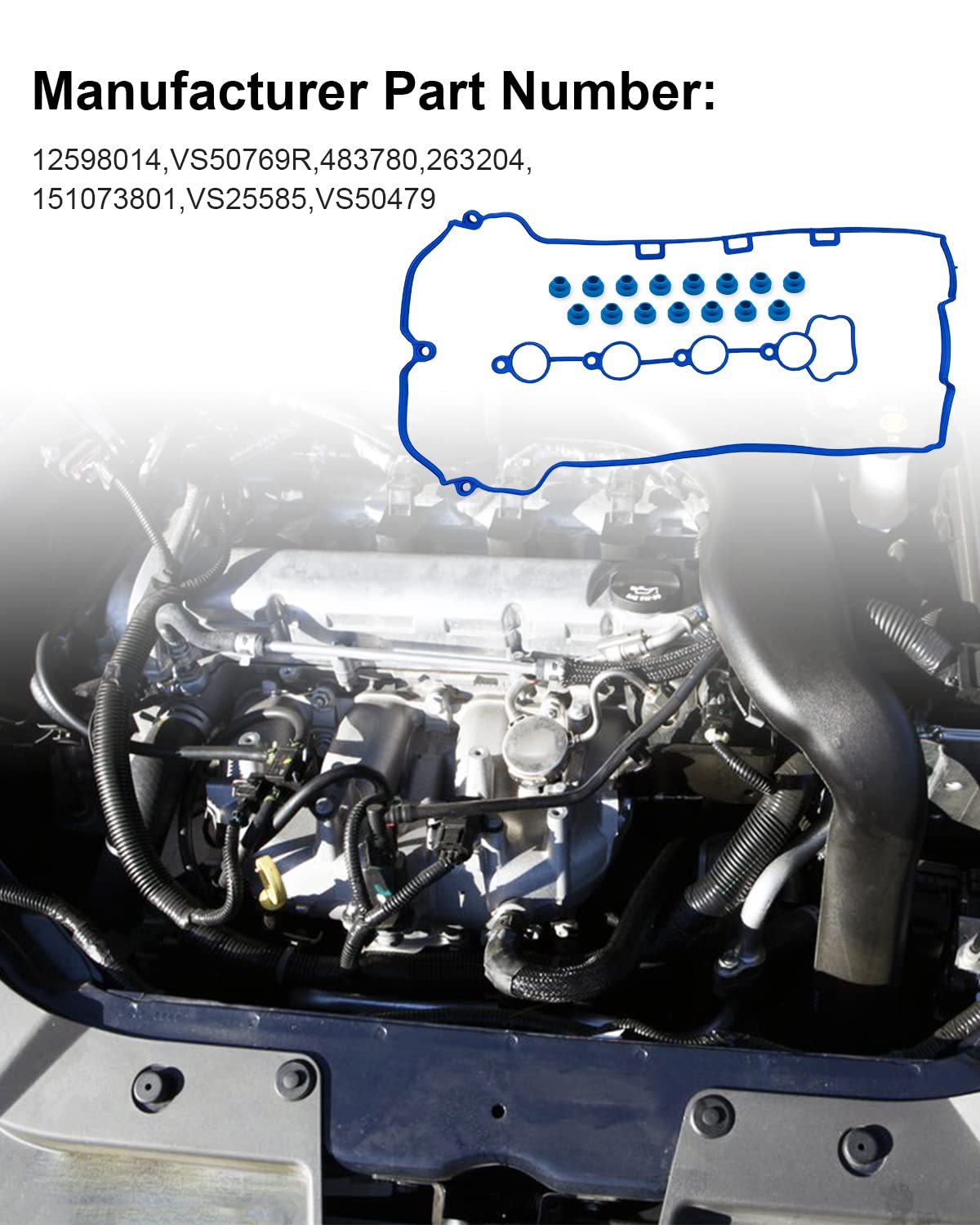 Engine Valve Cover Gasket Fits for Chevy Malibu 2006-2012, Fits for HHR 2006-2011, Fits for Cobalt 2007-2010, Fits for Pontiac G