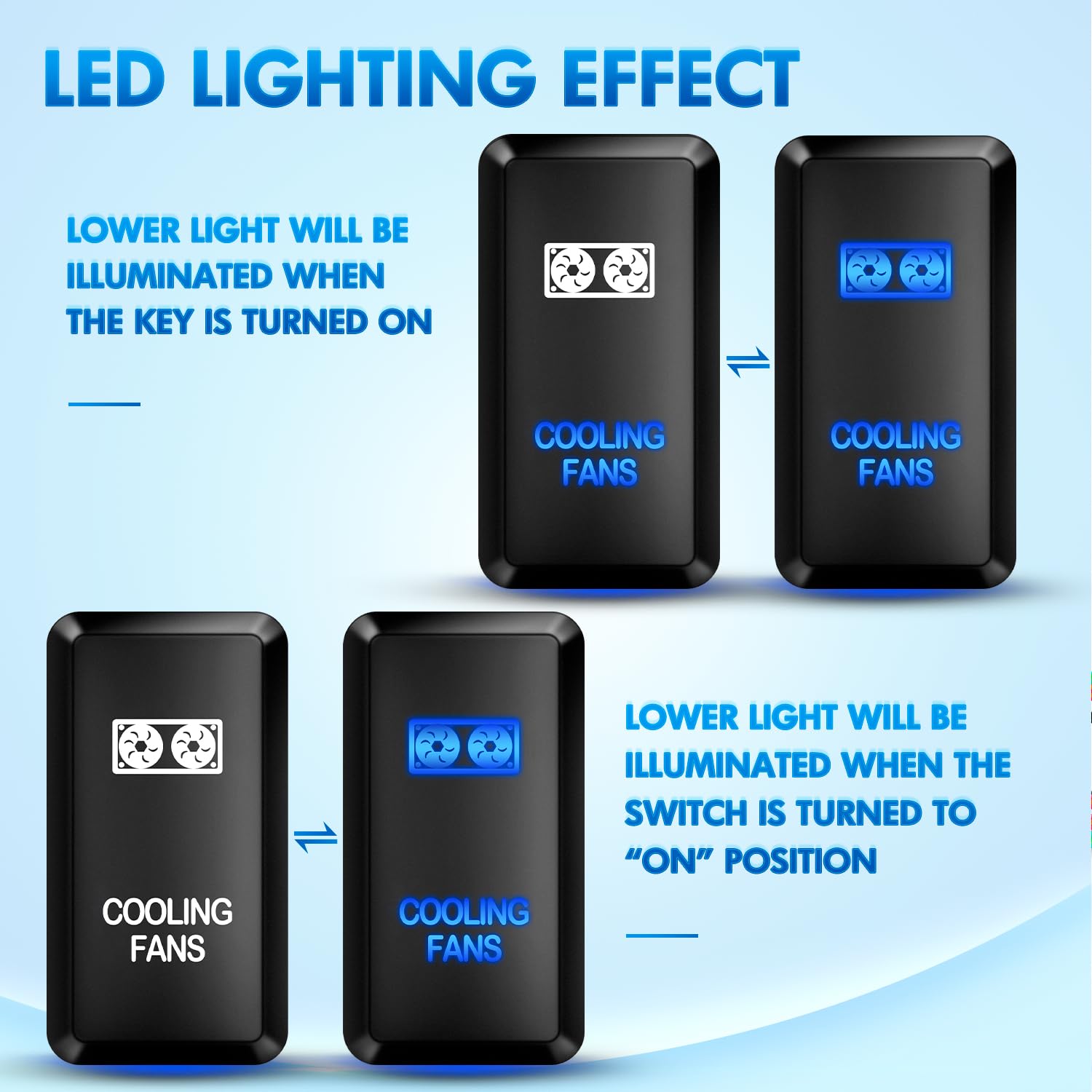 Nilight Cooling Fans Push Button Switch 12V On Off Switches With Connector Wire Kit 1.54'' X 0.83'' Replacement For Toyota Fj Cr