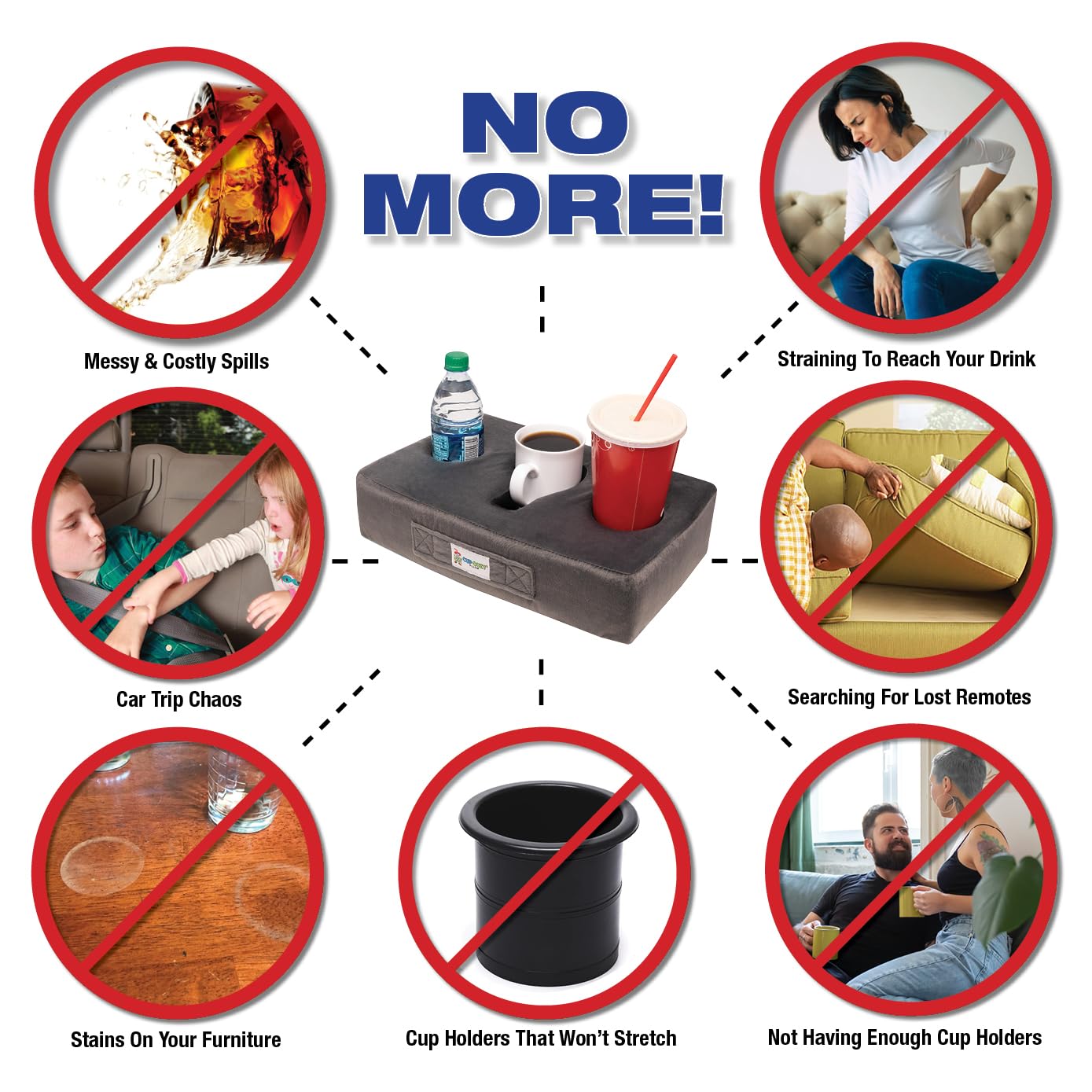 The Original Cup Cozy Pillow Gray-As Seen On Tv-The World'S Best Couch/Bed/Car Cup Holder For Drinks/Snacks/Remotes! (Black)