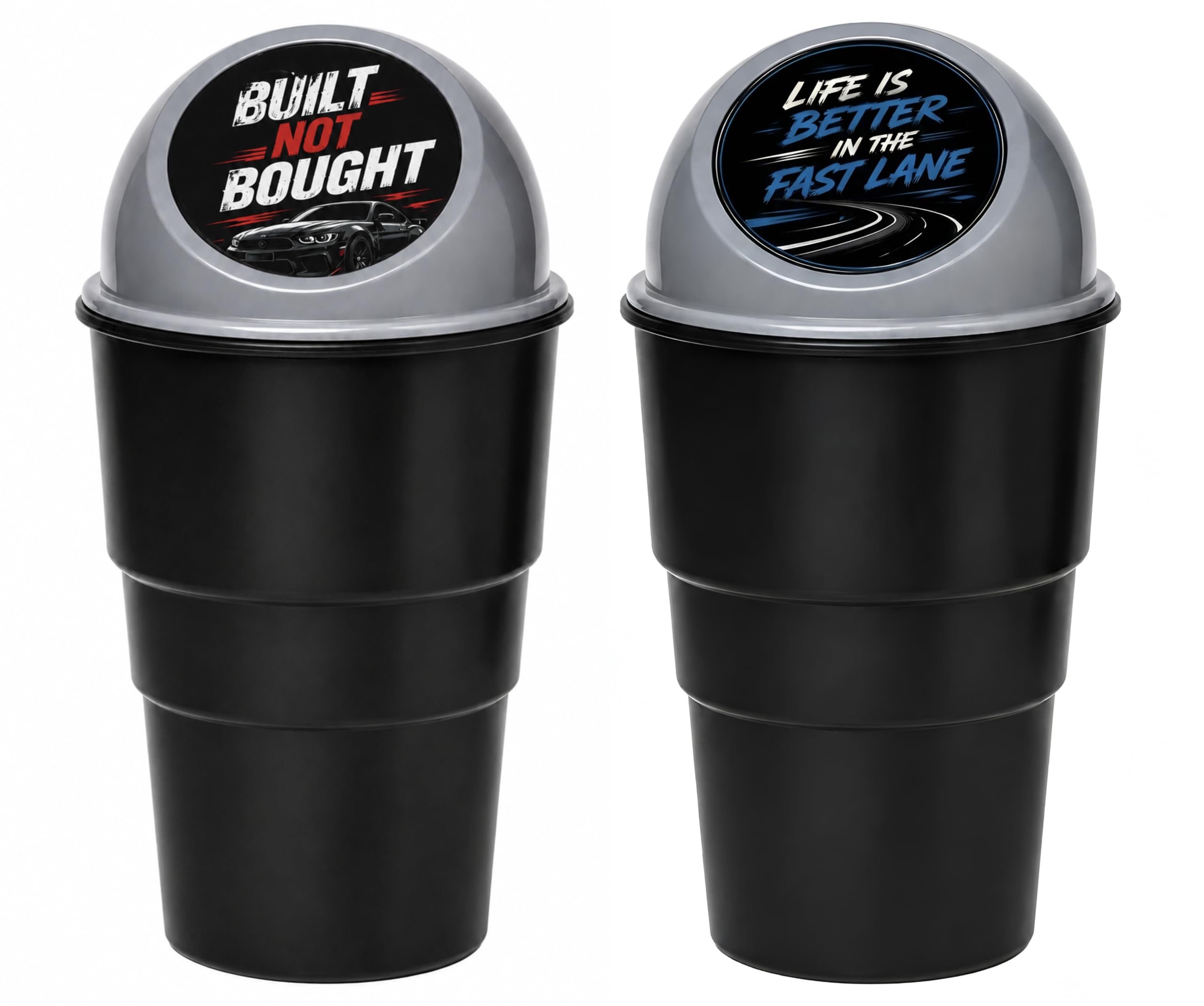 Mini Car Dustbin with Push Lid | Universal Cup Holder Trash Bin for Car, Office & Home | Portable LeakResistant Garbage Can (2,