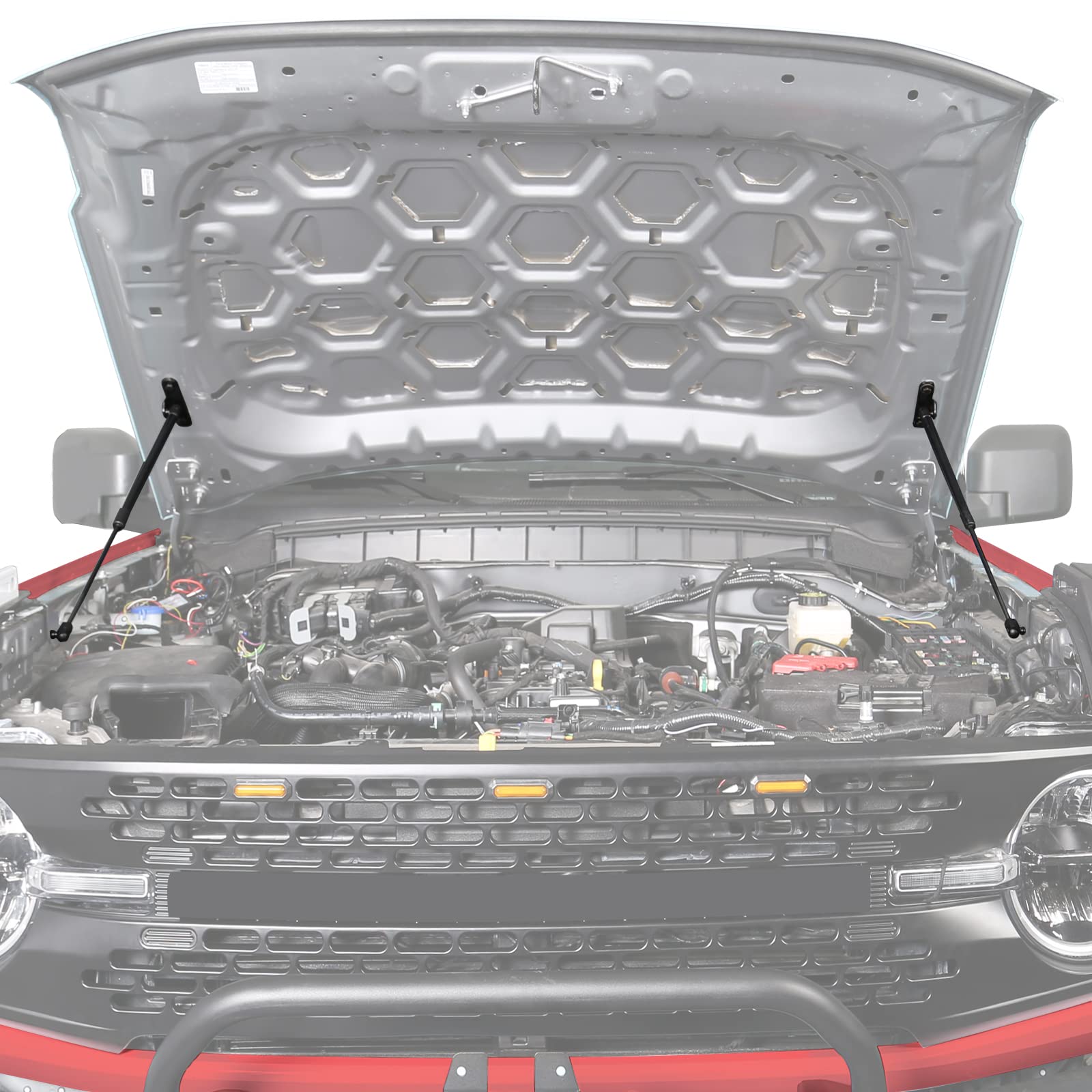 Mabett Front Bonnet Hood Lift Supports Upgraded Version for Ford Bronco Accessories 2021 2022 2023 2024 2/4-Door Shock Struts Ga