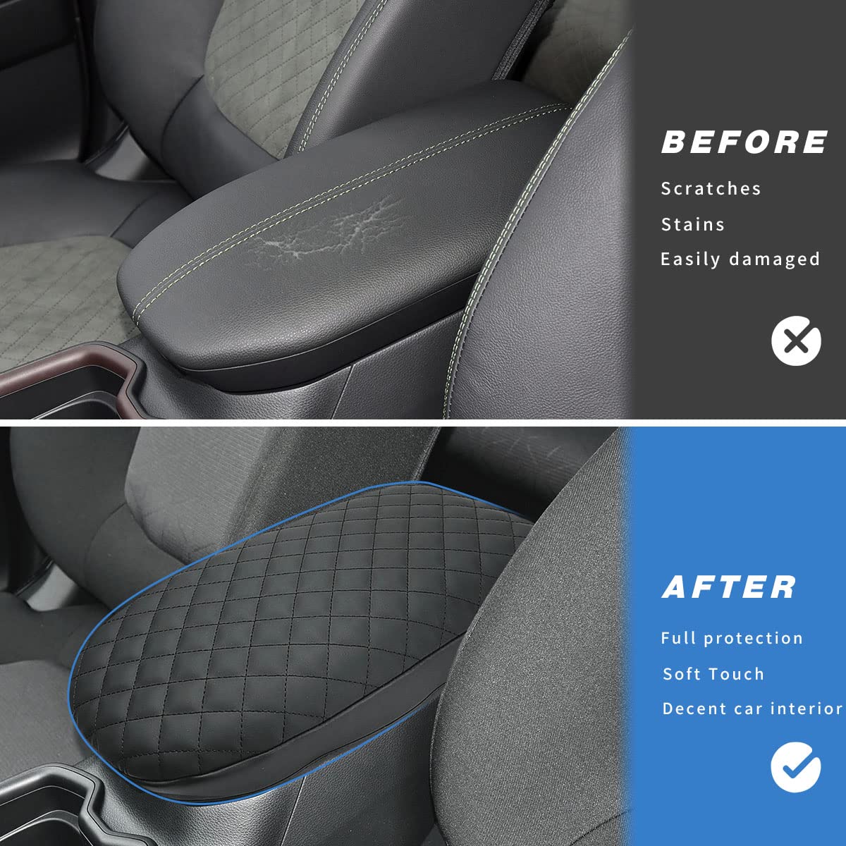 Intget Center Console Armrest Cover For Toyota Rav4 Accessories 2025 2024 2023 2022 2021 2020 2019 Leather Middle Console Lid Pa