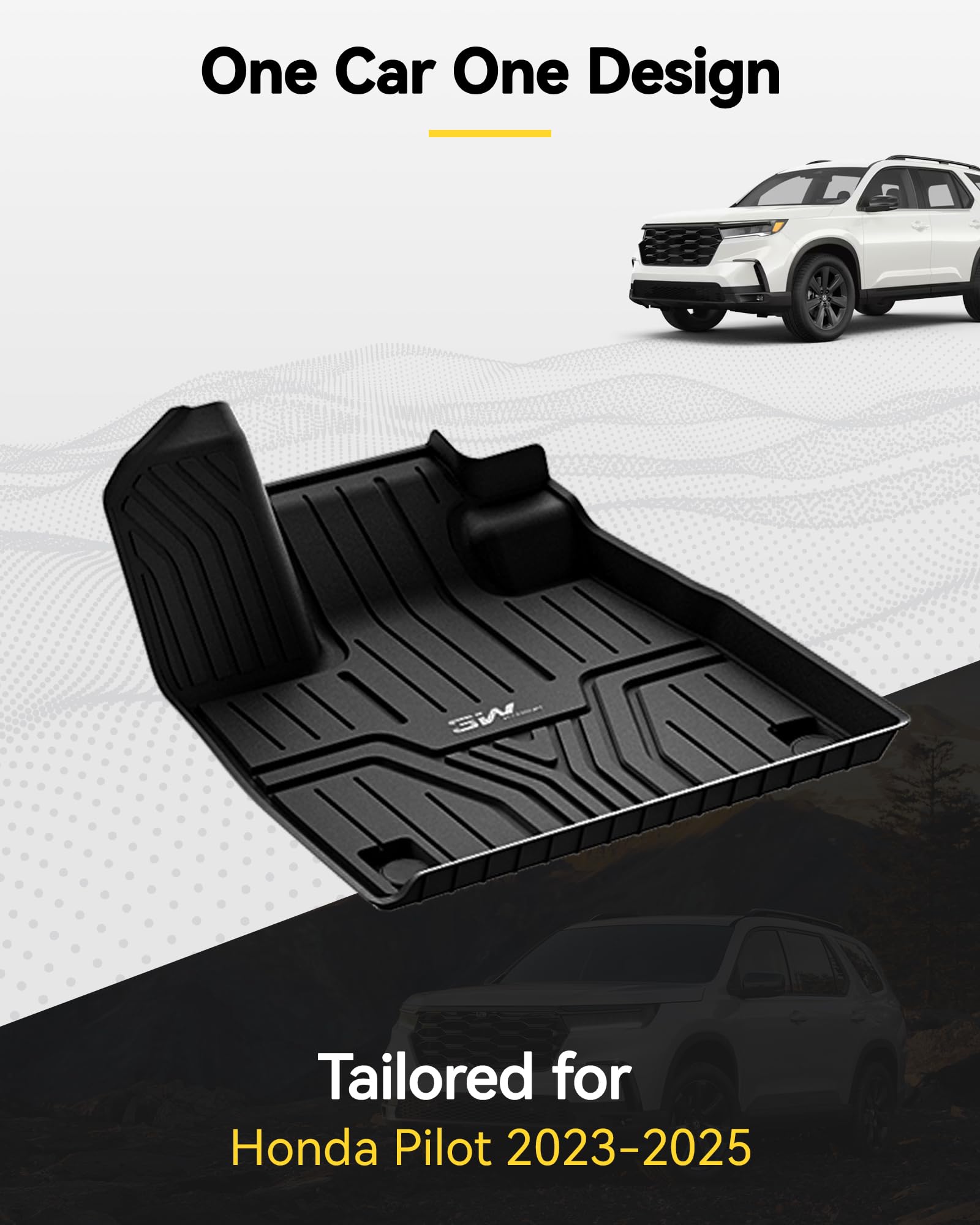 3W Floor Mats And Cargo Liner Fit For Honda Pilot 2023 2024 2025, Custom Fit All Weather Honda Pilot Accessories Odorless Anti-S