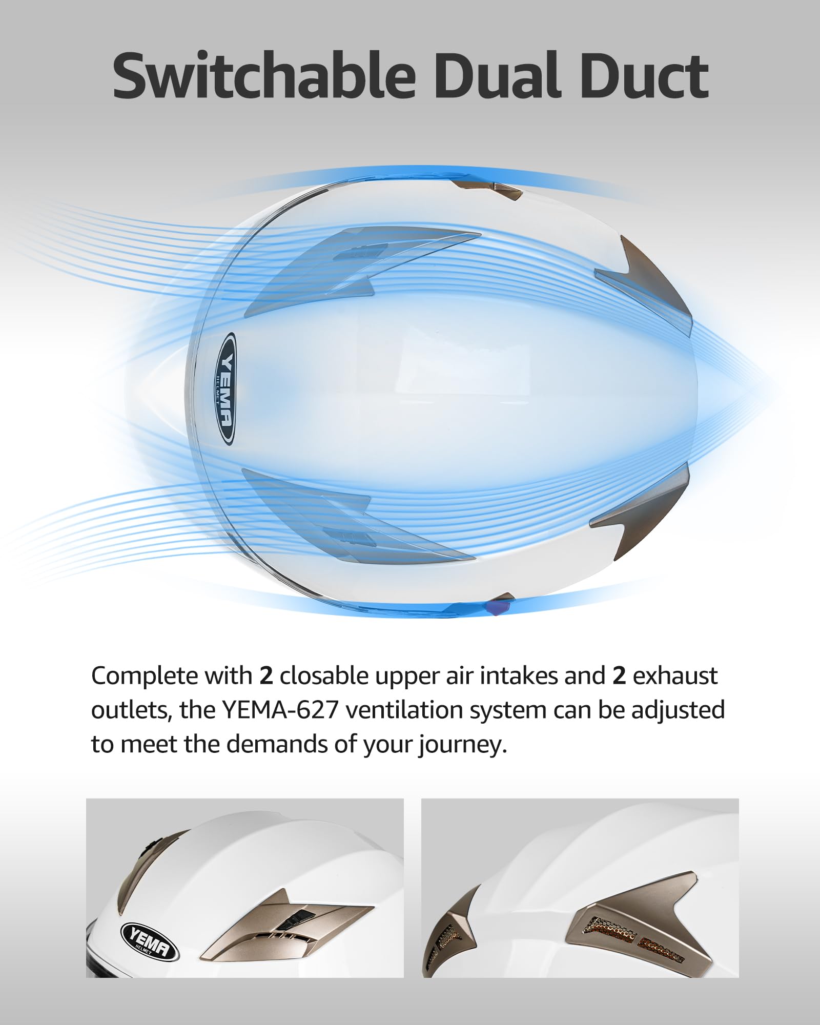 Yema Open Face Motorcycle Helmets, Dot Approved 3/4 Moped Helmet Dual Visor Quick Release Buckle, Helmets For Adults Motorcycle