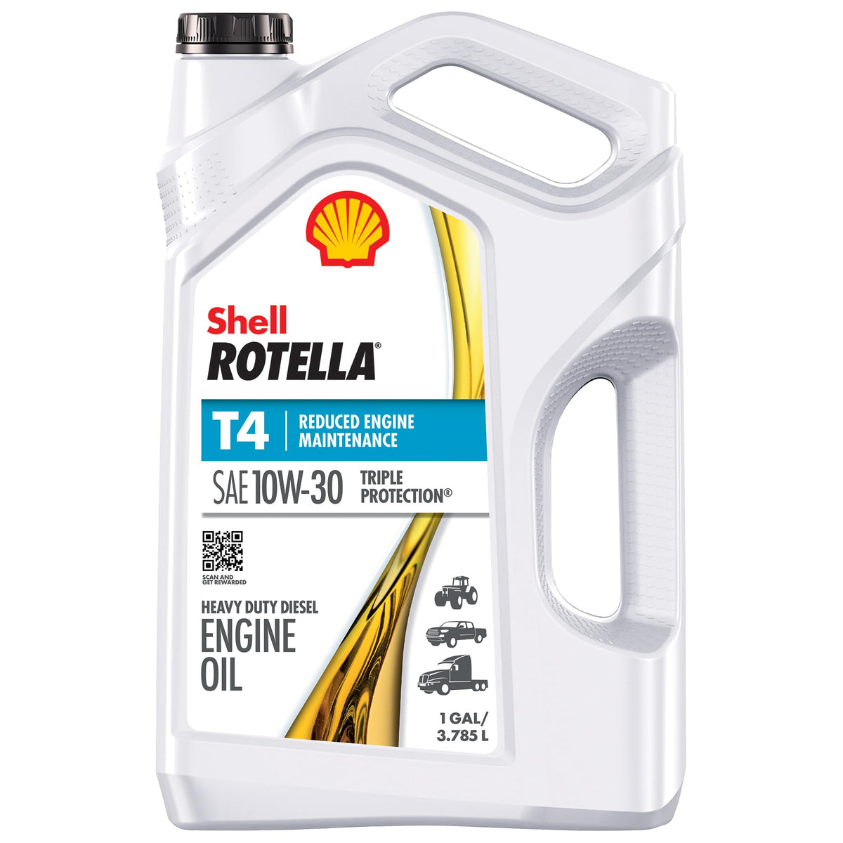 Shell Rotella 550045144-3Pk T4 Triple Protection Conventional 10W-30 Diesel Engine Oil (1-Gallon, Case Of 3)