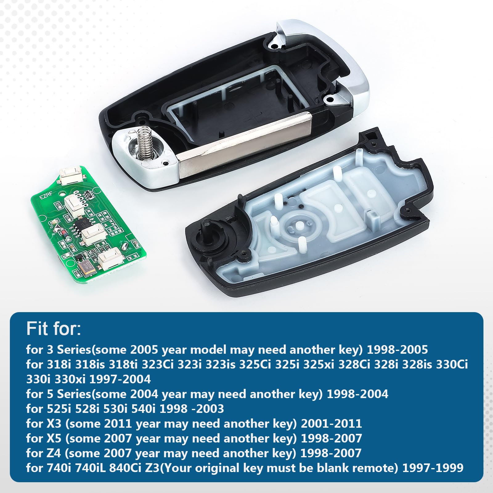 Keyecu Ews Modified Flip Remote Key 4 Button For Bmw X5 Z3 Z4 2001-2005 Hu92 Blade