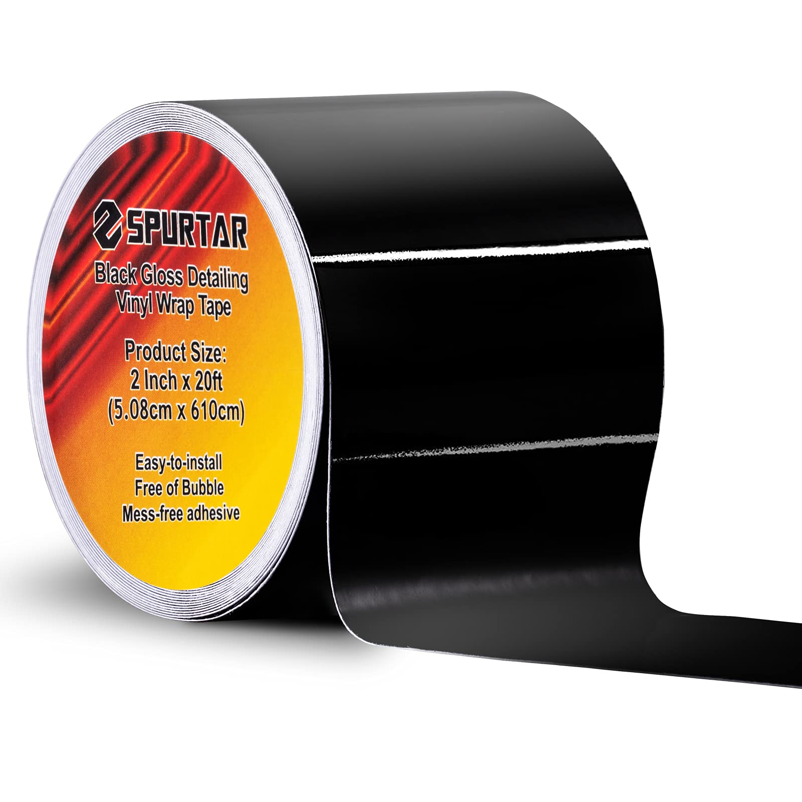 Spurtar Gloss Black Vinyl Wrap 2 Inch X 20Ft Satin Black Vinyl Car Tape Adhesive Chrome Delete Automotive Tape For Vehicle Exter