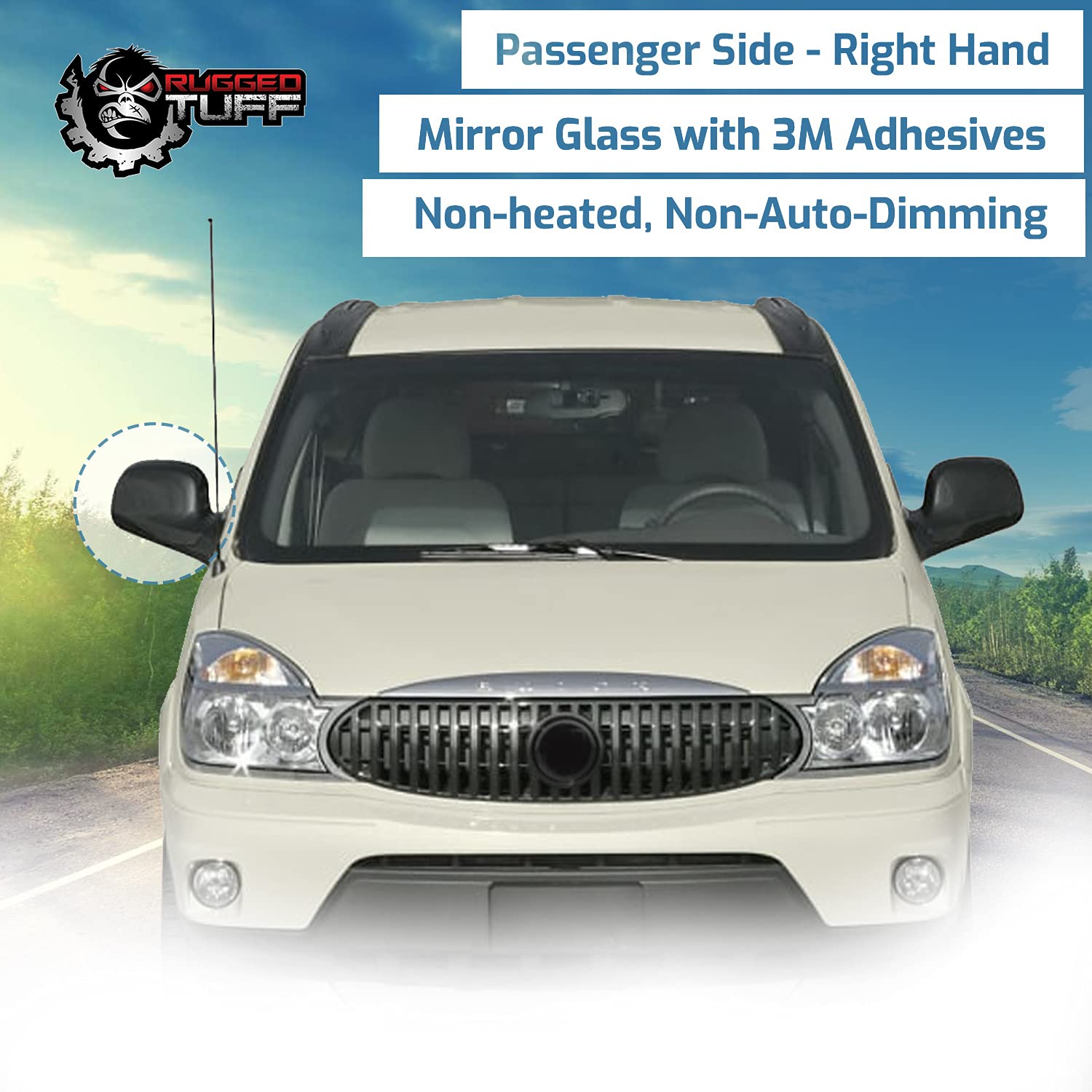 Exactafit 8222R Passenger Side Mirror Glass Replacement Repair Compatible With 2002 2003 2004 2005 2006 2007 Buick Rendezvous