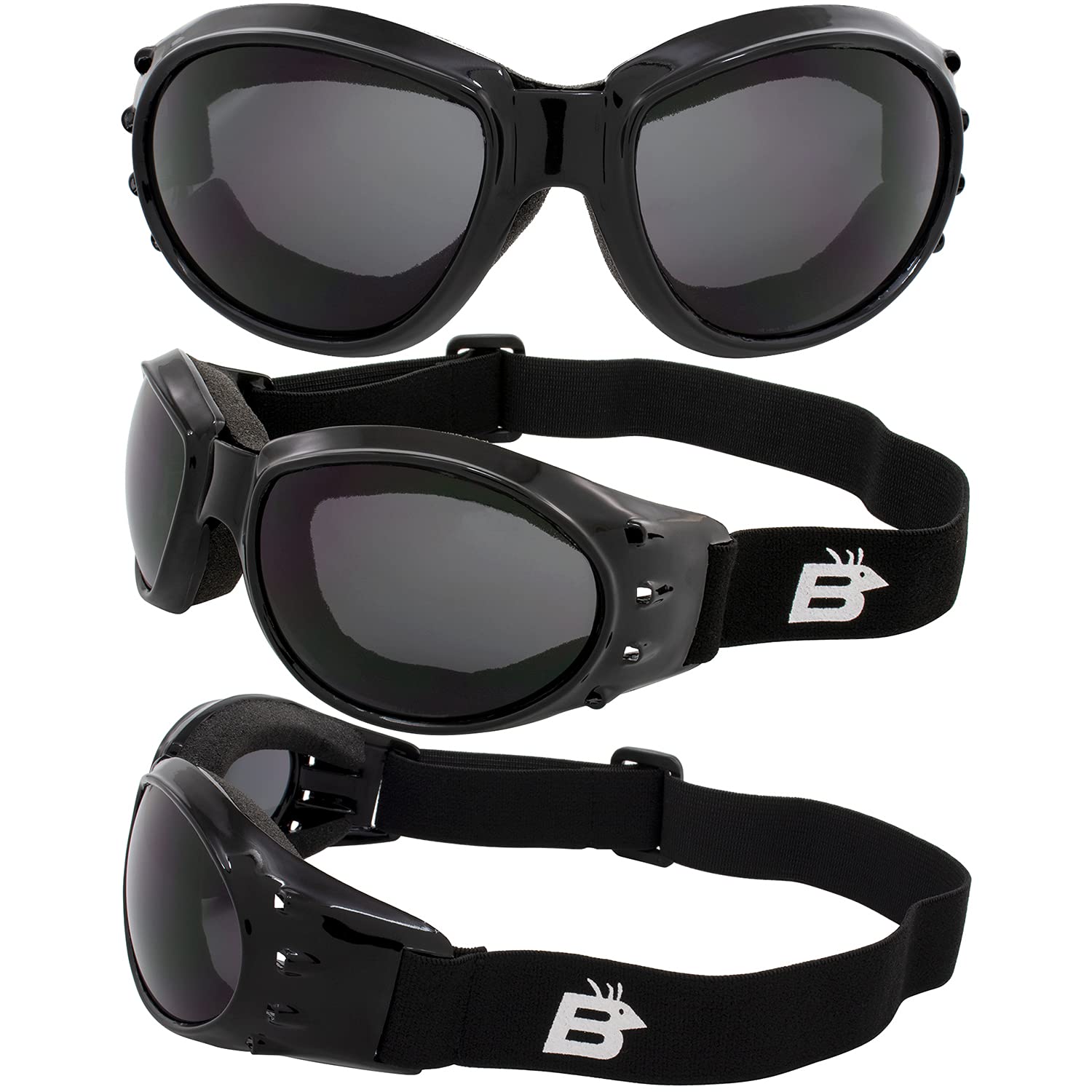 Birdz Eyewear Eagle Motorcycle Goggles (Black Frame/Polarised Smoke Lens)