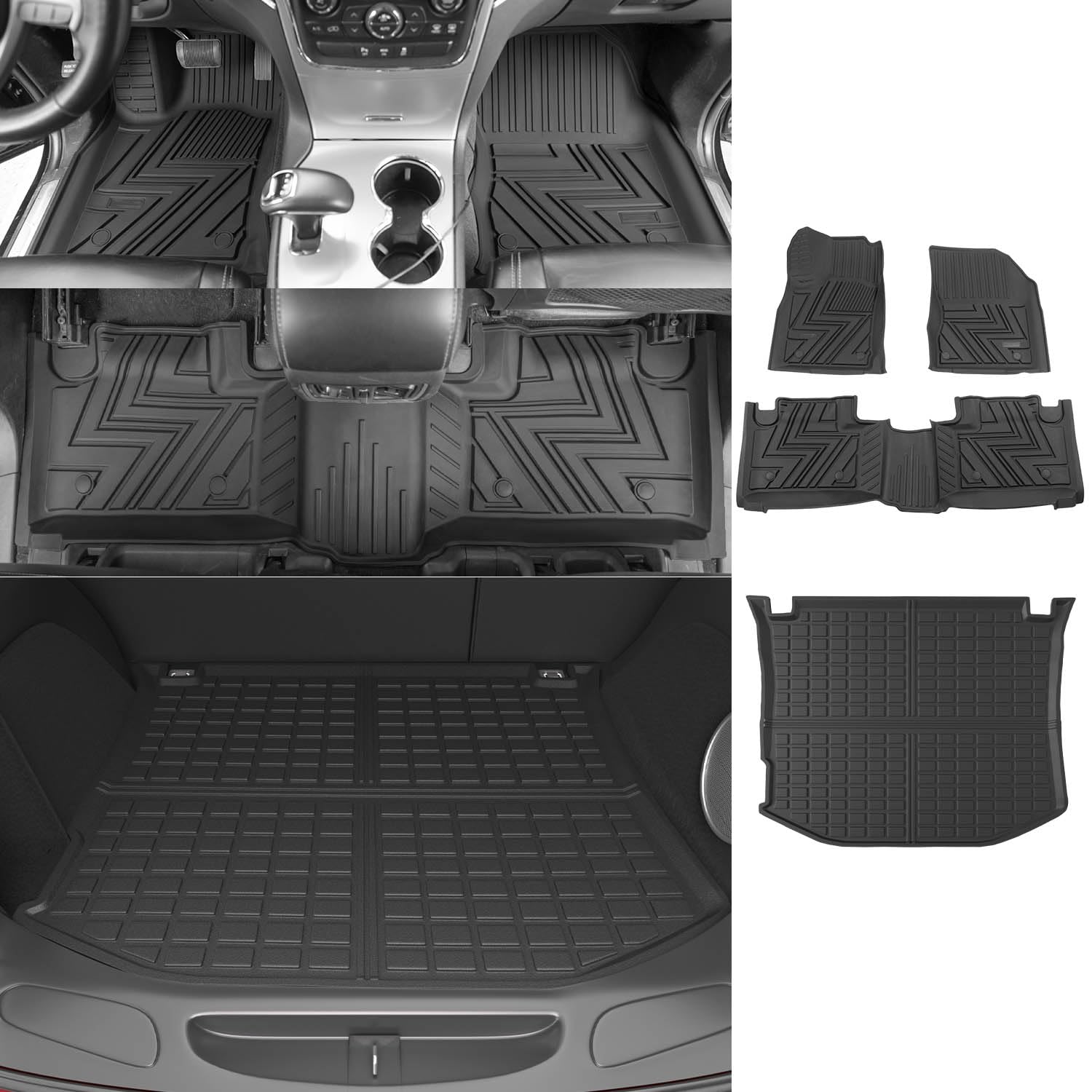 powoq Floor Mats Compatible with 2011-2021 Jeep Grand Cherokee Cargo Mat Floor Liner TPE Replacement for 2011-2021 Jeep Grand Ch