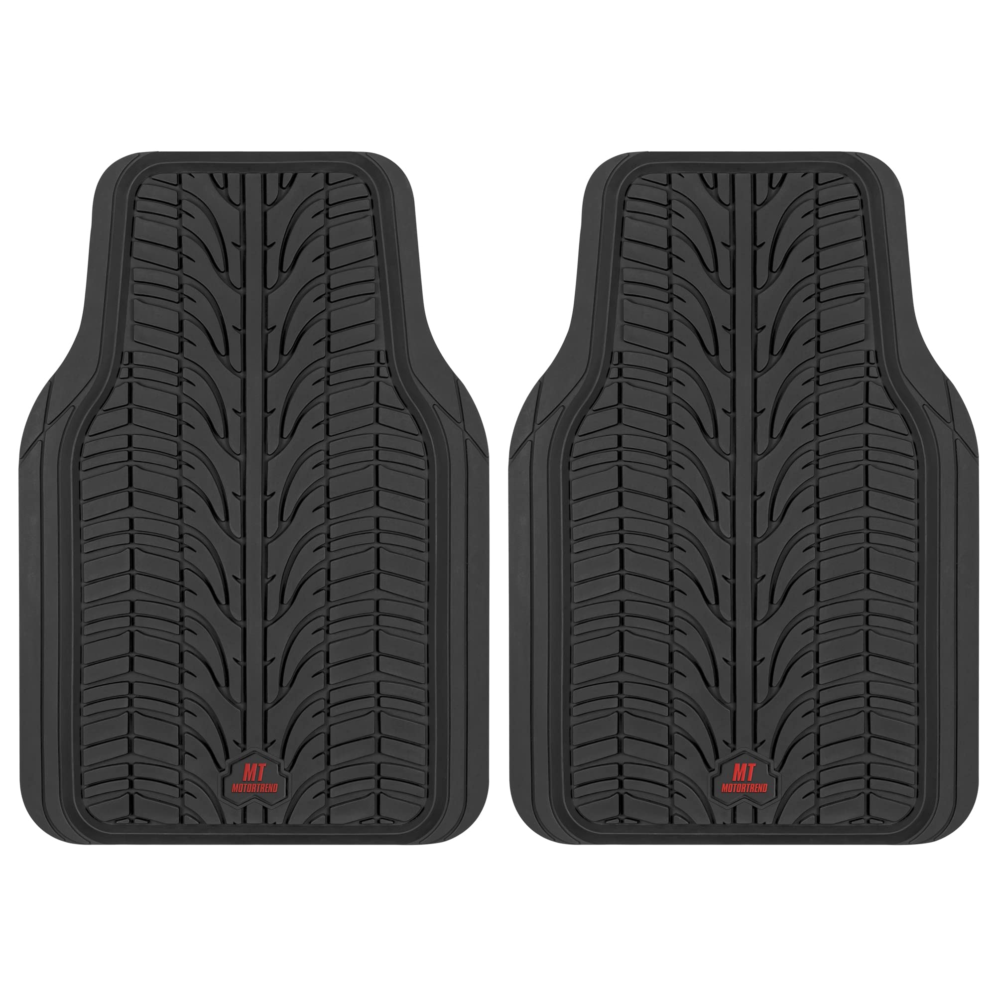 Motor Trend Grand Prix Tire Tread Rubber Car Floor Mats for Autos SUV Truck & Van - All-Weather Waterproof Protection Front Seat