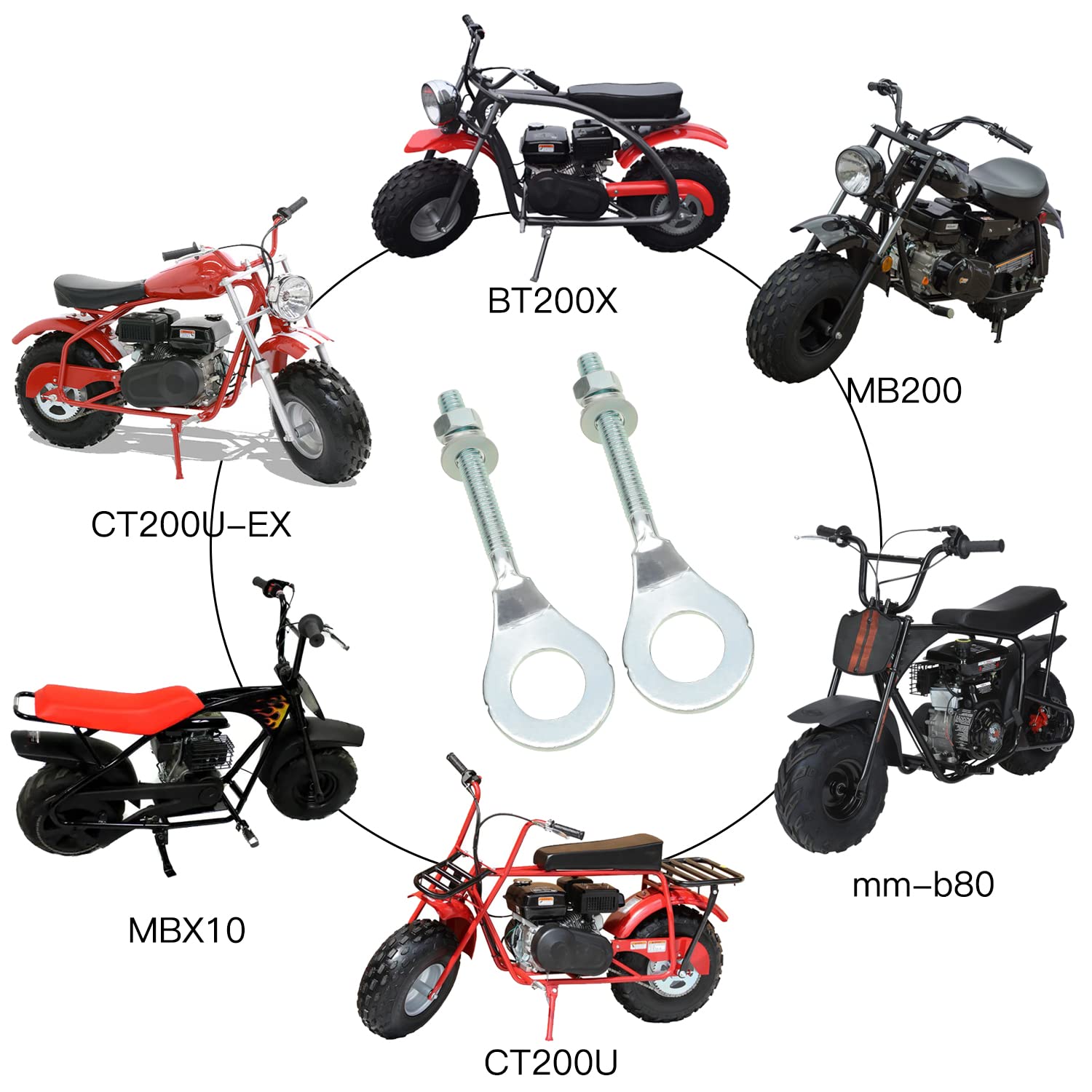 Yoxufa 15Mm Mini Bike Chain Adjuster Tensioner For Predator 212Cc 196Cc 6.5Hp Coleman Ct200U Bt200X Baja Warrior Mb200 Motovox Mbx10 Massimo Monster Moto Mmb80 Crf50 Xr50 50-125Cc Pit Dirt Bike Parts