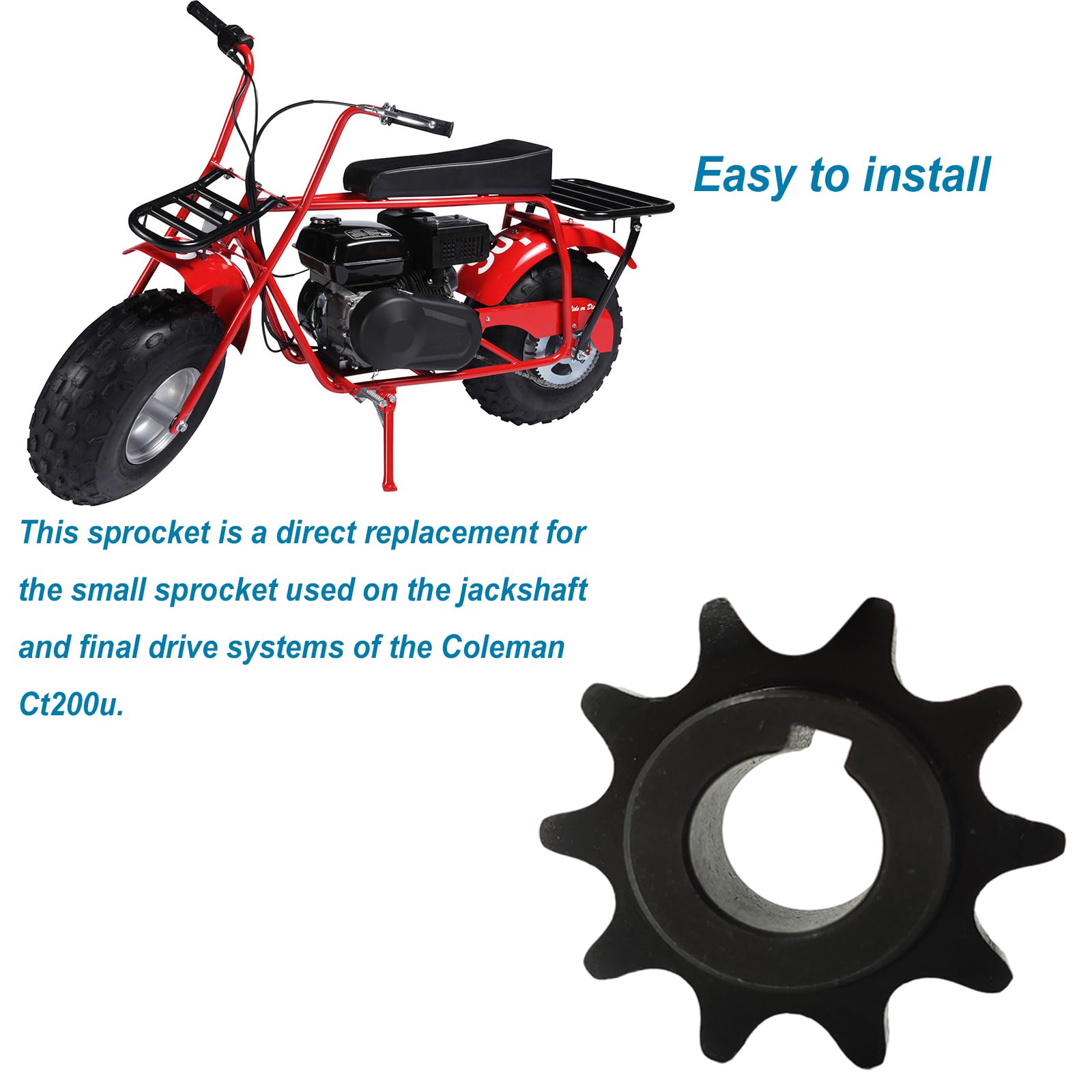 QYMOTO CT200U Front Chain Sprocket,420 Chain 10 Tooth Sprocket with 5/8'' Bore for Coleman CT200u,BT200x,CT200u Trail,CT200u-Ex