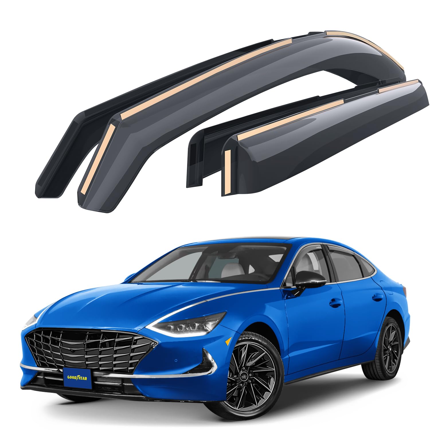 Goodyear Shatterproof In-Channel Window Deflectors For Hyundai Sonata 2020-2025, Rain Guards, Window Visors For Cars, Vent Defle