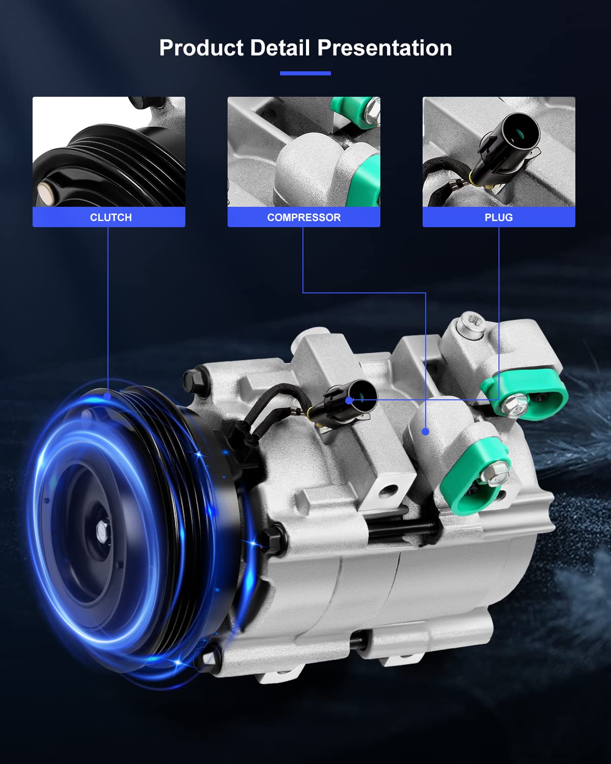 Eccpp Ac Compressor With Clutch 2003-2006 Fit For Kia Sorento 3.5L Air Conditioning Compressor