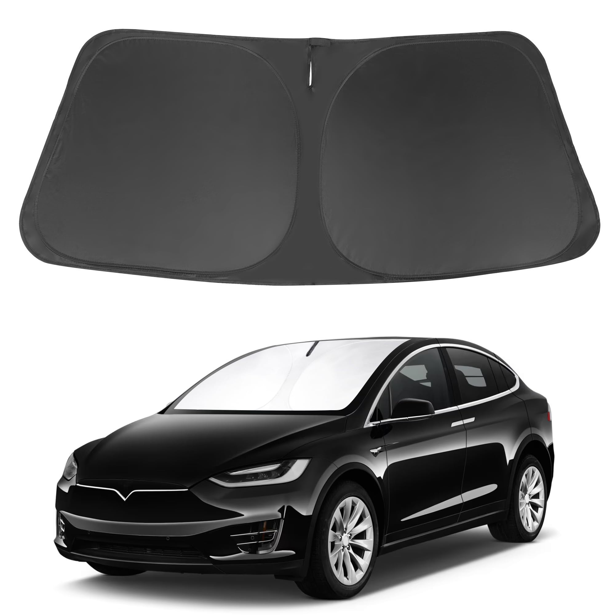 Windshield Sun Shade Compatible With 2016-2024 2025 Tesla Model X Tesla X Accessories Foldable Sunshade Front Sun Visor Protecto