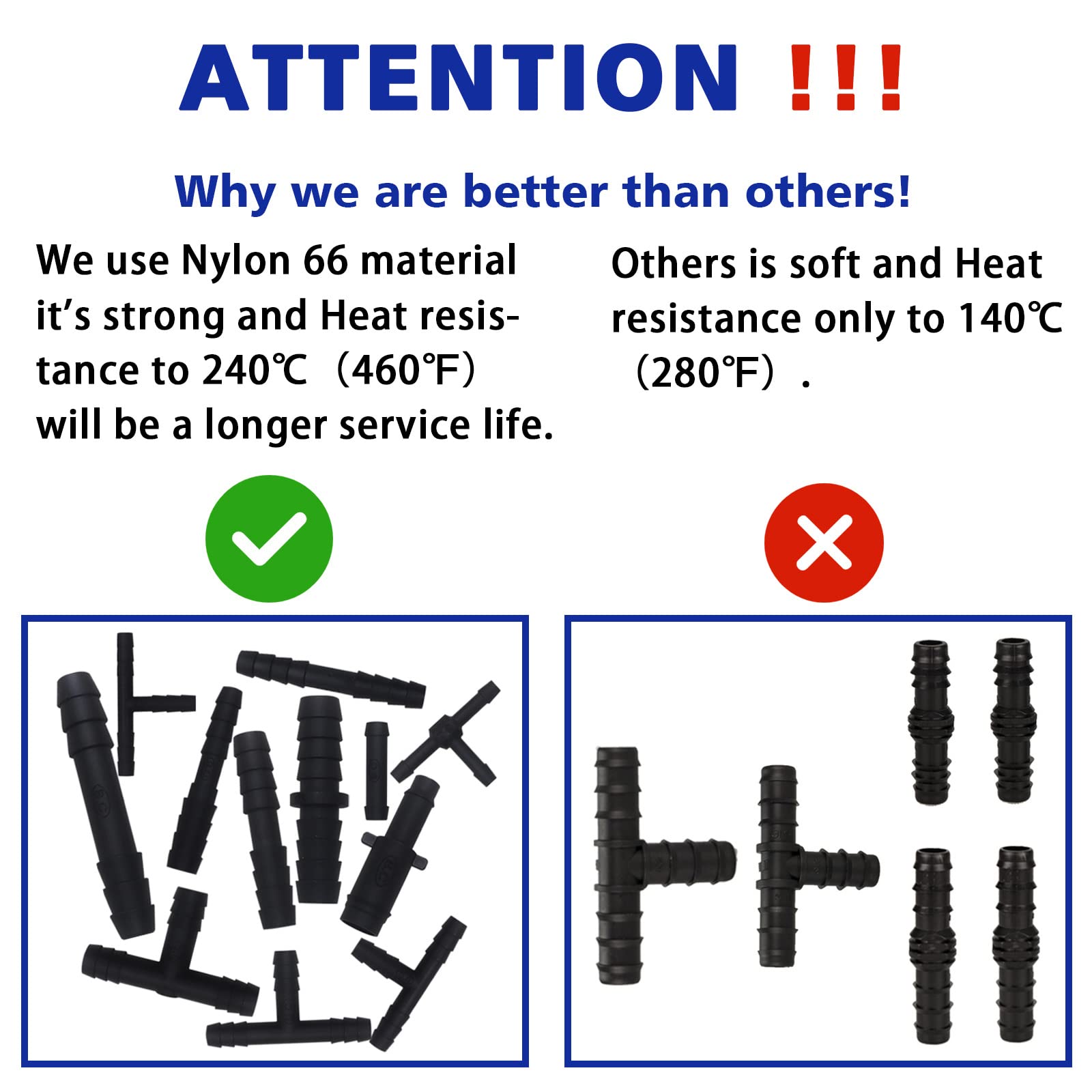 Vacuum Connector Assortment Heat Resistance 240?(460?)Automotive Vacuum Tubing Connector Vacuum Tee Connector Assortment Kit Nyl