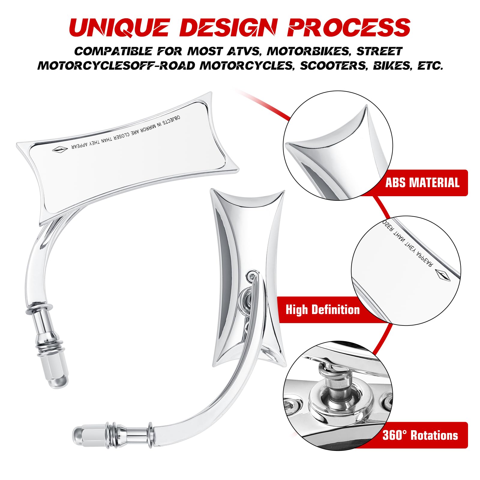 Black Sportster Mirrors For Harley Road King Street Electra Glide Road Glide Dyna Softail Rearview 1982-2018 2019 2020 (Chrome#4