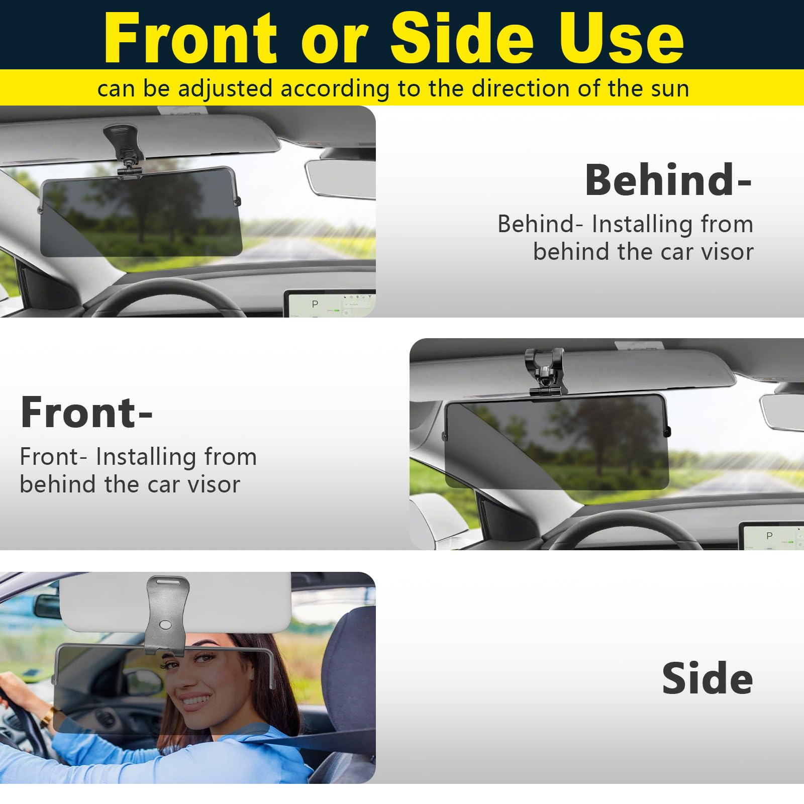 Sun Visor Extender for Car, Universal Sun Visor for Car Easy to Install, UV400 Anti-Glare Protects from Glare/UV Ray/Stray Light