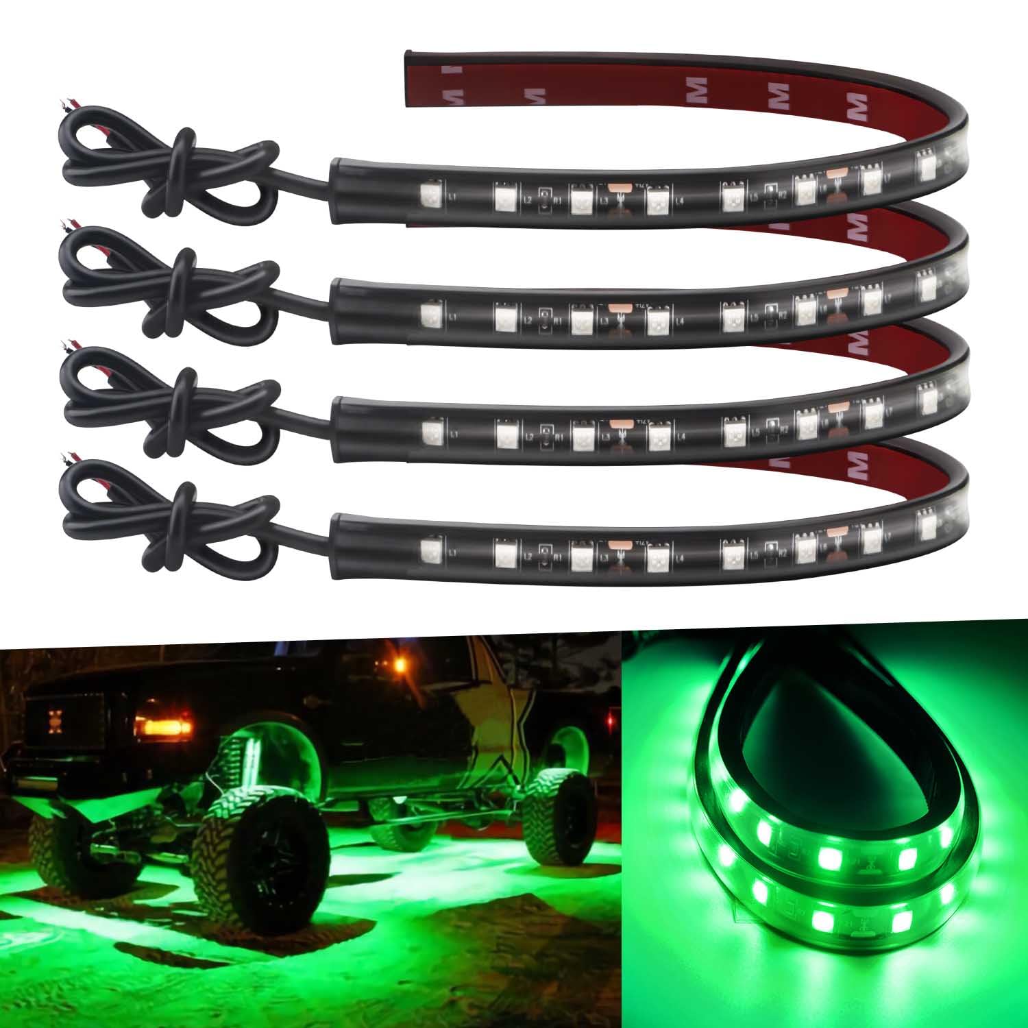 12V Led Light Strip 32Cm Waterproof Green Led Strip Lights For Cars Motorcycles Golf Cart Interior & Exterior Marine Boat 12V 50