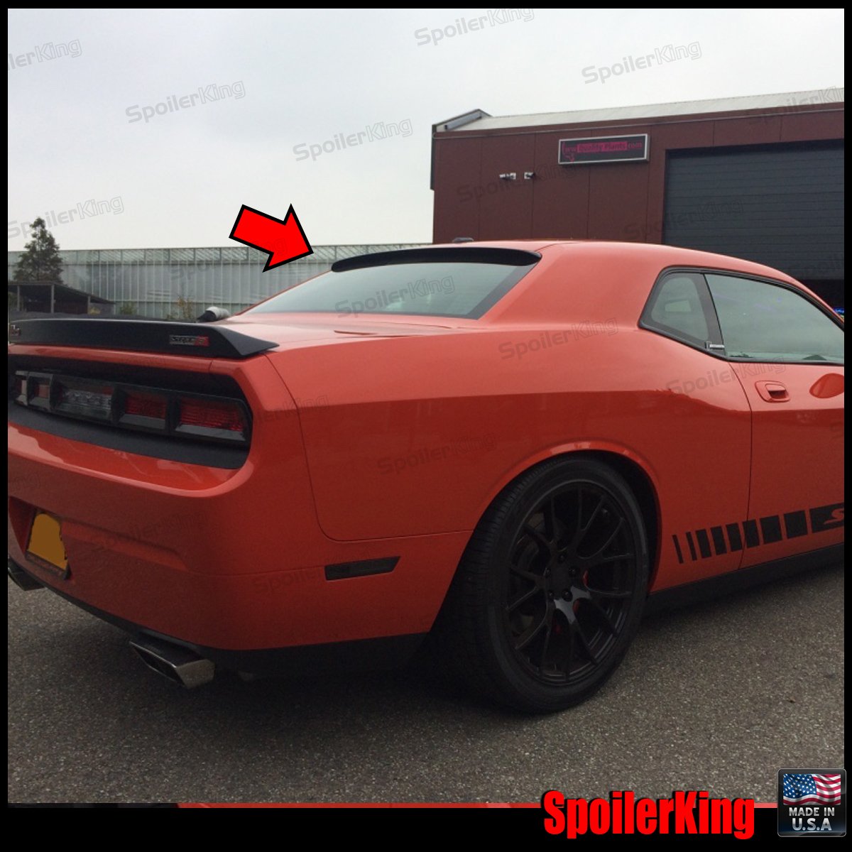 Spoiler King Rear Window Roof Spoiler for Dodge Challenger 2008-2023, Black, Polyurethane Rubber