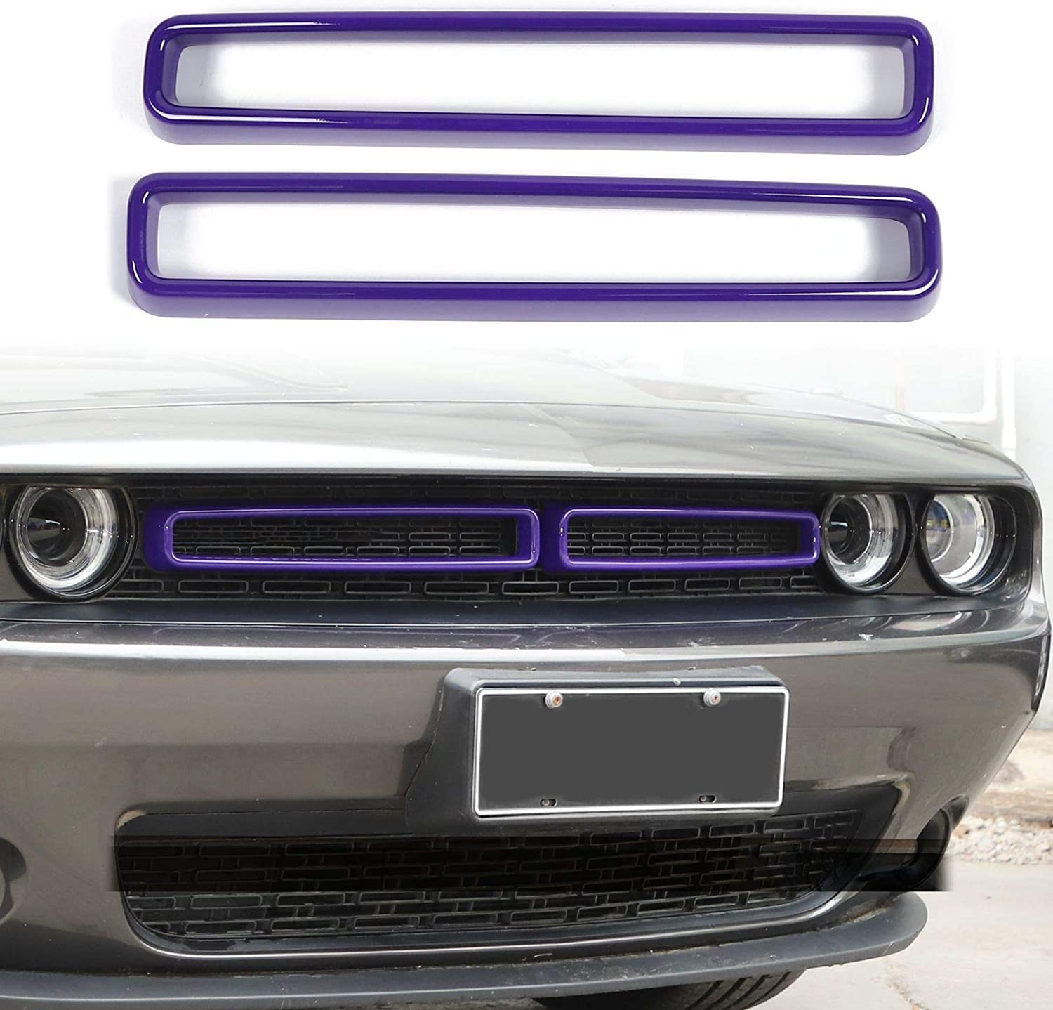 Voodonala For Challenger Front Grille Inserts For 2015-2024+ Dodge Challenger Exterior Accessories, Abs Purple 2Pcs