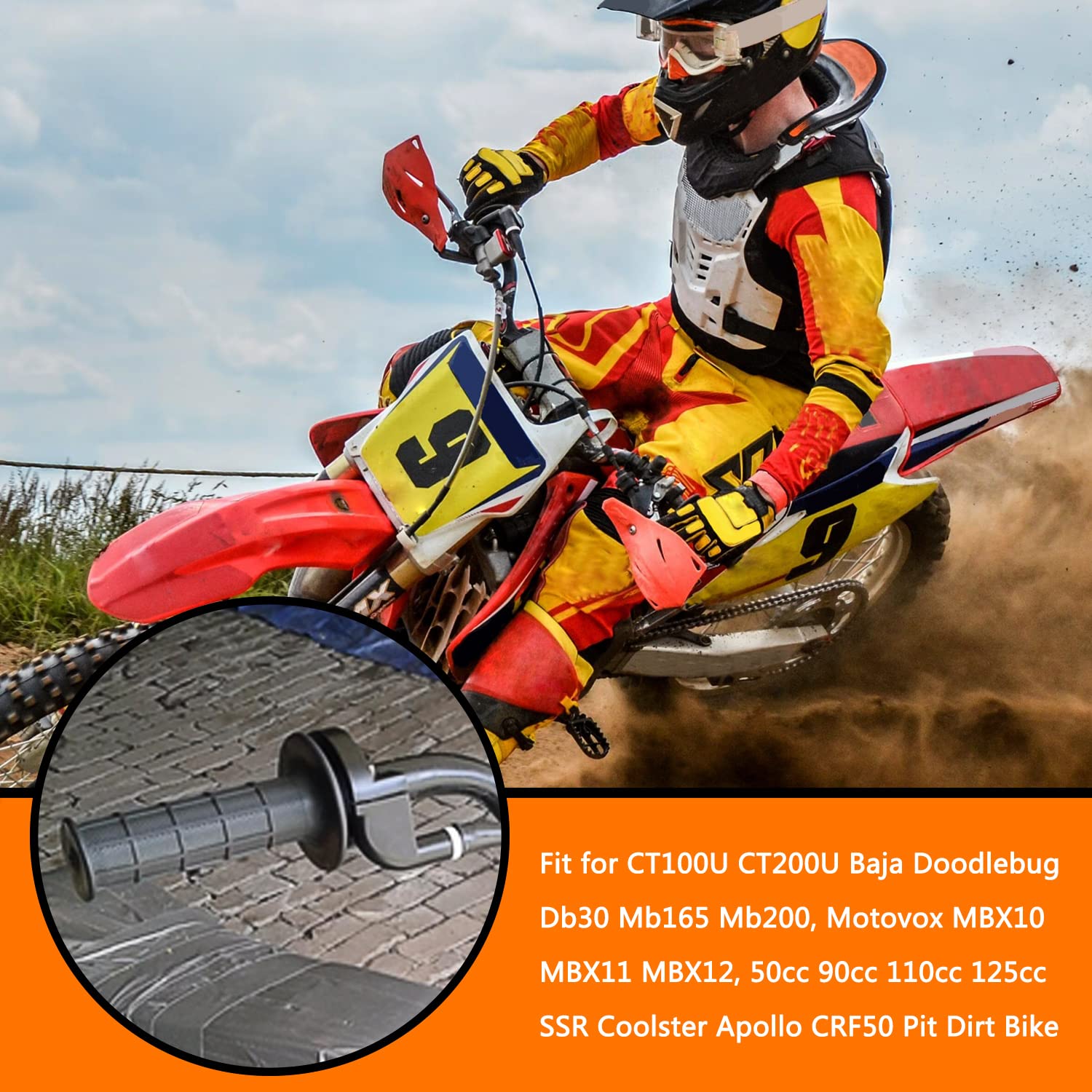 HOLATO Throttle Cable Twist Handle Grip Clamp with On Off Switch Kit for 79cc 212cc Coleman CT100U CT200U Baja Doodlebug Db30 Mb