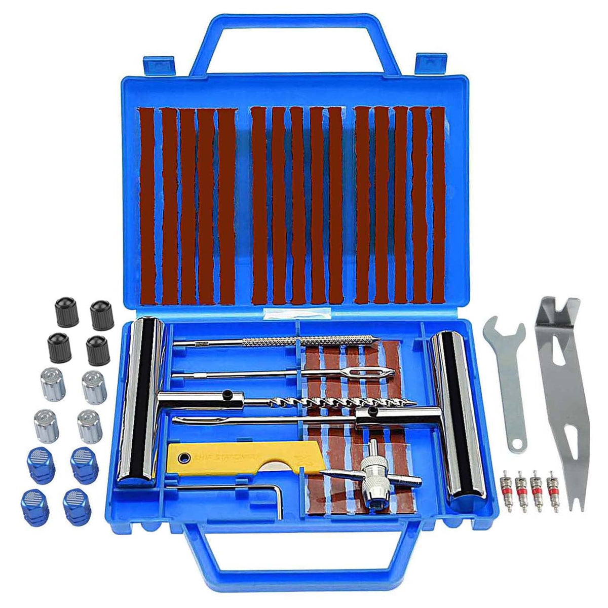 Tilibote Tire Repair Kit,46Pcs Heavy Duty Tire Plug Kit, With Universal Tire Patch Kit To Plug Flats For Car/Motorcycle/Truck/Tr