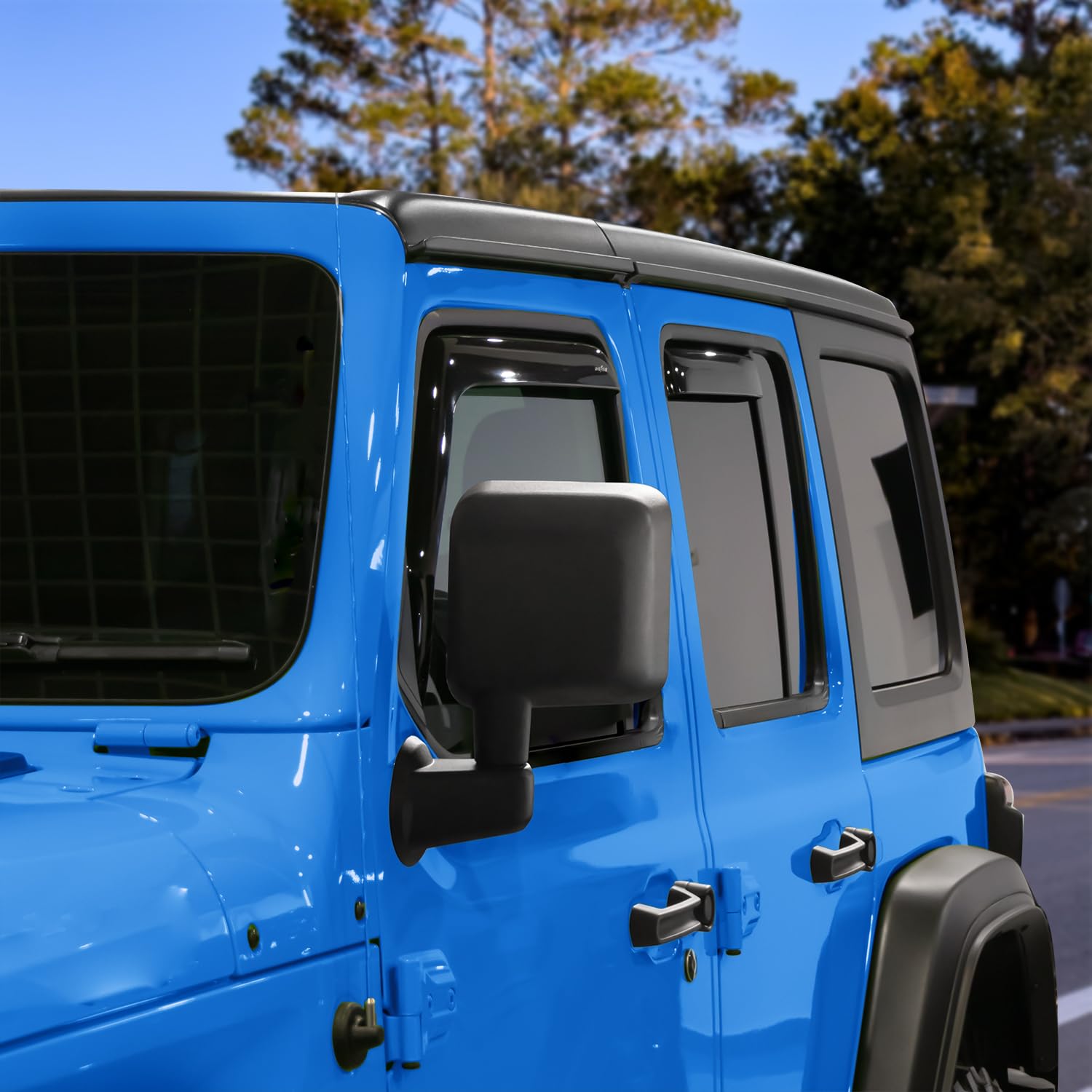 Goodyear Shatterproof In-Channel Window Deflectors For Jeep Wrangler Jk 2007-2018, Rain Guards, Window Visors For Cars, Vent Def