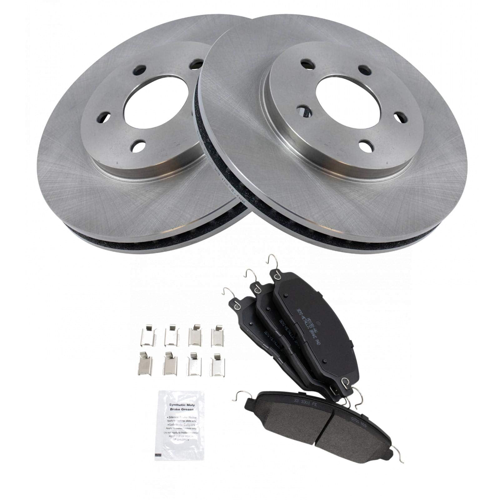 Trq Front Brake Pad & Rotor Kit Brake Pads Brake Rotor Semi-Metallic Compatible With 2005-2010 Ford Mustang