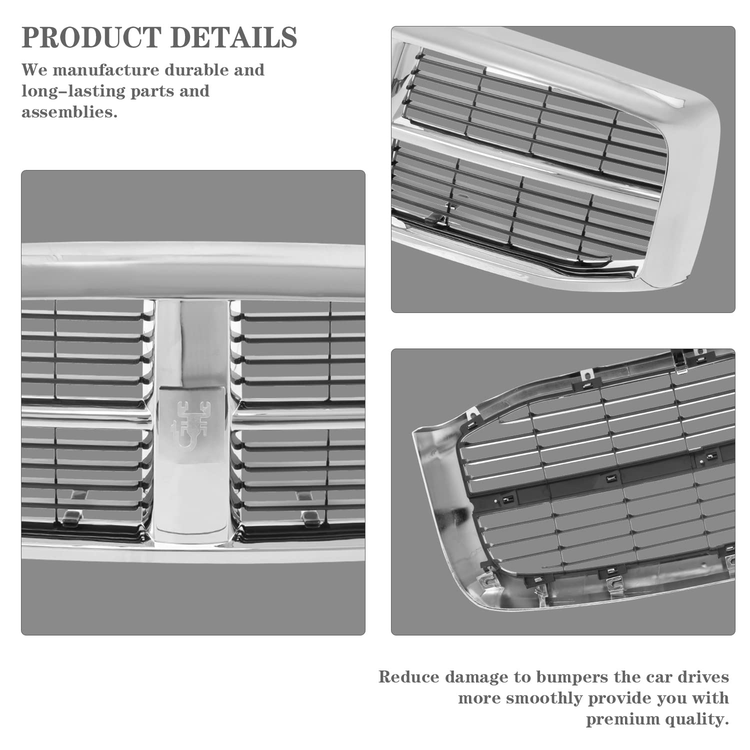 Carpartsdepot Front Grill Grille Assembly New Replacement Fit For Dodge 2006-2008 Ram 1500 2006-2009 Ram 2500/3500 Pickup Truck Ch1200282 55077767Ac
