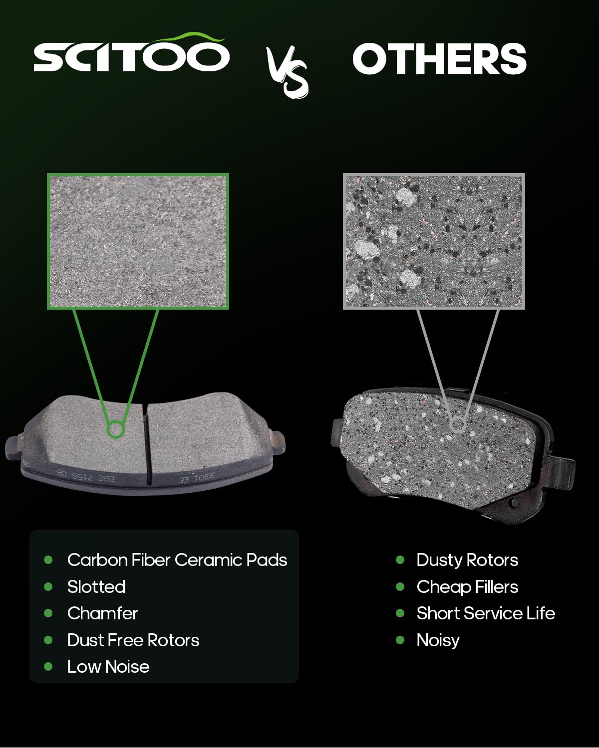 SCITOO Ceramic Disc Brake Pads Set Front Rear Fit for 2003 2004 2005 2006 2007 for Jeep Liberty