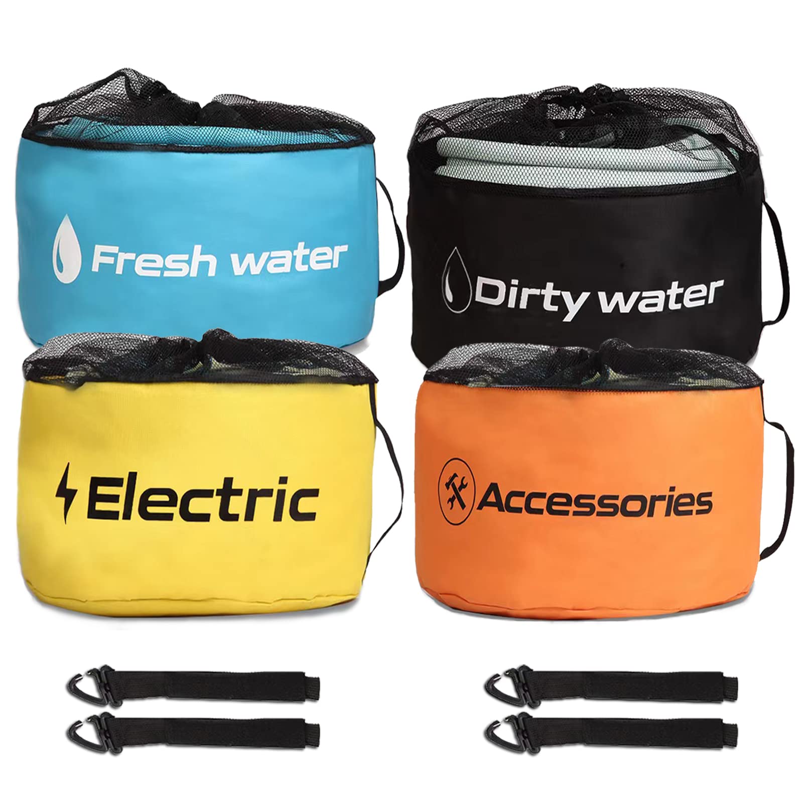 Gociean RV Hose Storage of 4 Pack, RV Accessories Storage Bag with 4 Storage Straps for Sewer Hoses/Fresh Water Hoses/Electrical