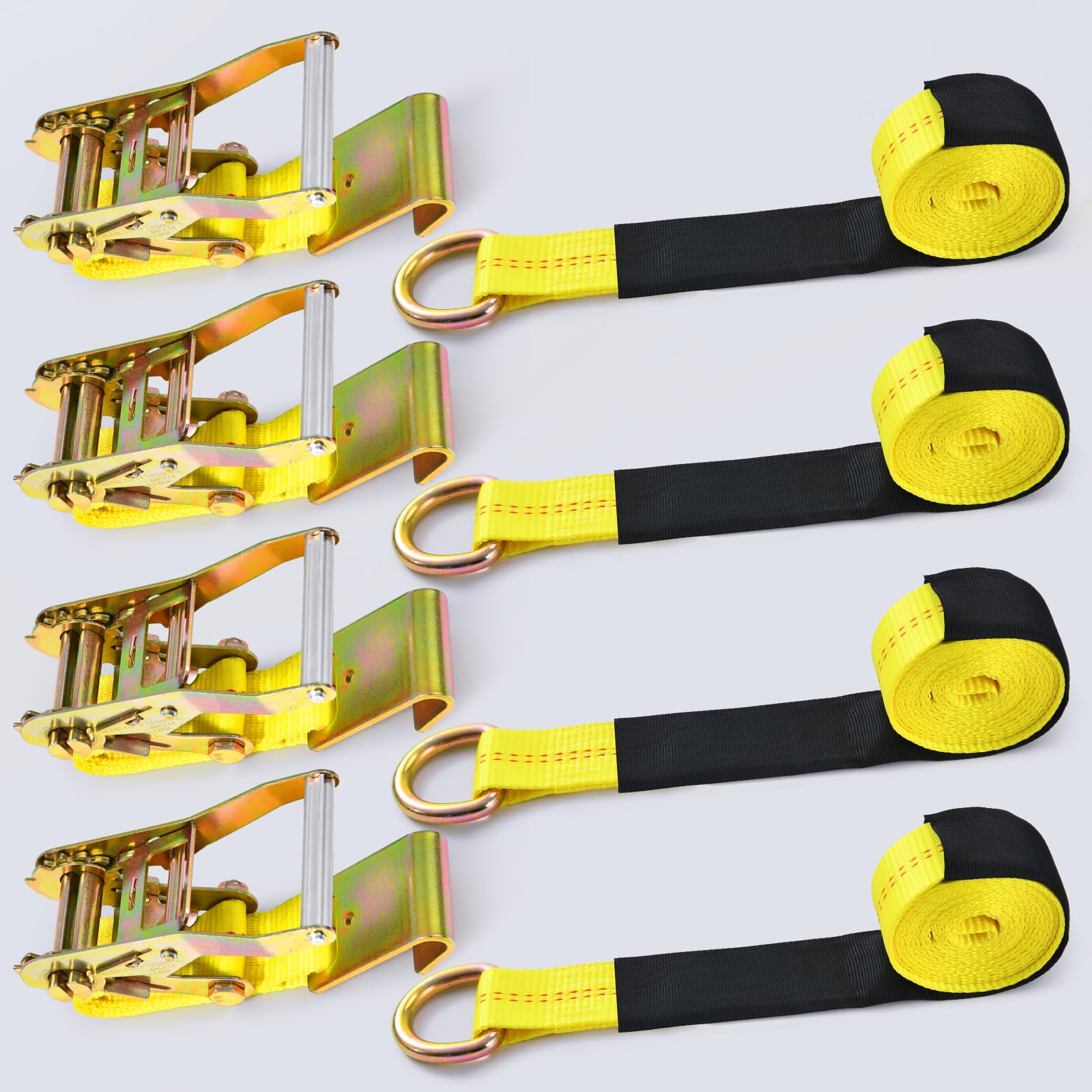 Trekassy Car Tie Down Straps for Trailers with Flat Hooks, 2 x 120 Heavy Duty Car Hauler Straps, 10000 LBS Break Strength (4