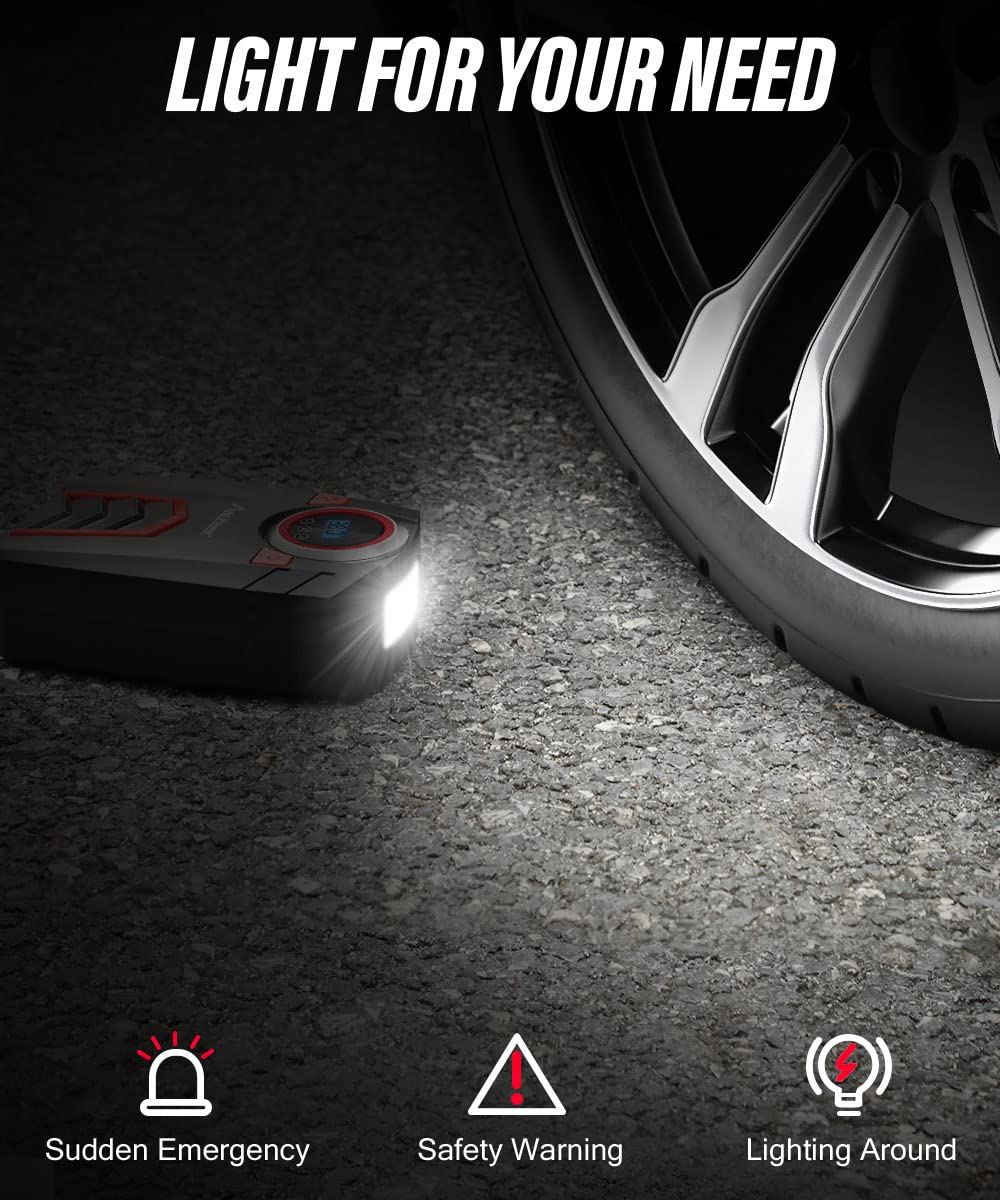 Avid Power 12V Dc Air Compressor W/Digital Pressure Gauge, Car Tire Pump W/Led Light, Auto Shut-Off Tire Inflator For Car, Bicyc