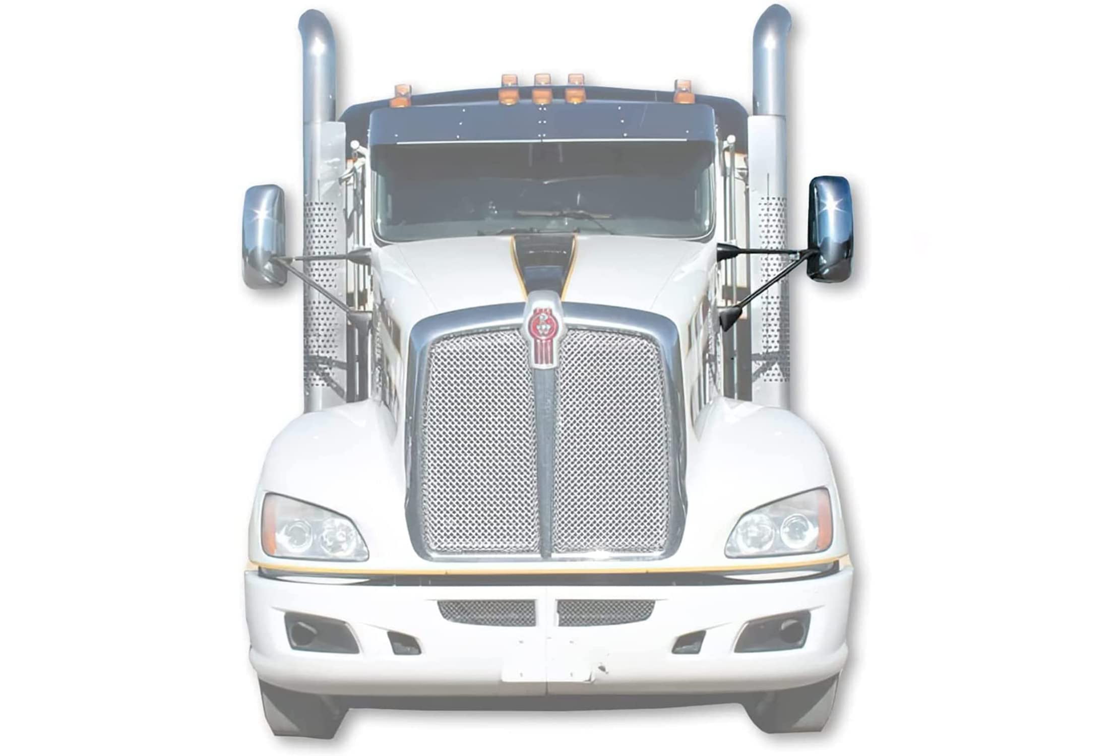 Kozak Chrome Door Mirror With Arms Left (Driver Side) Compatible With Kenworth T660 T600 T800 2008-2016 Plus Kenworth Logo, 2X22' Windshield Wipers And Kozak Reflective Vest