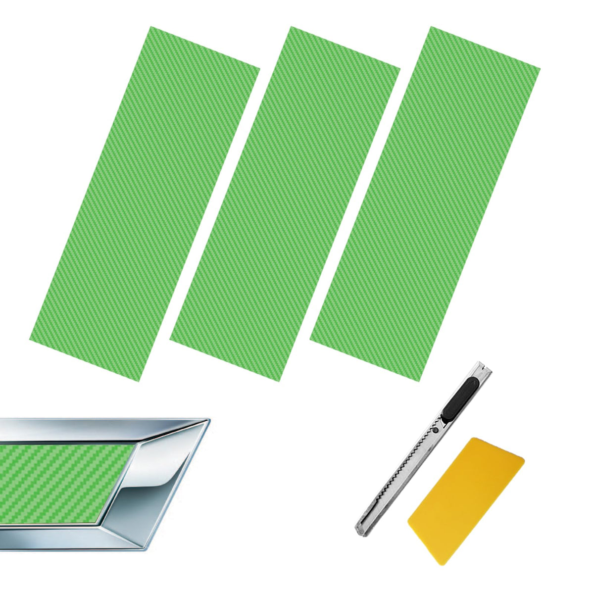 Compatible with 11.8 x 4 3PCS Chevy Bowtie Emblem Logo Stickers Cut DIY Decals, 3 Pcs Universal Logo Overlay Green