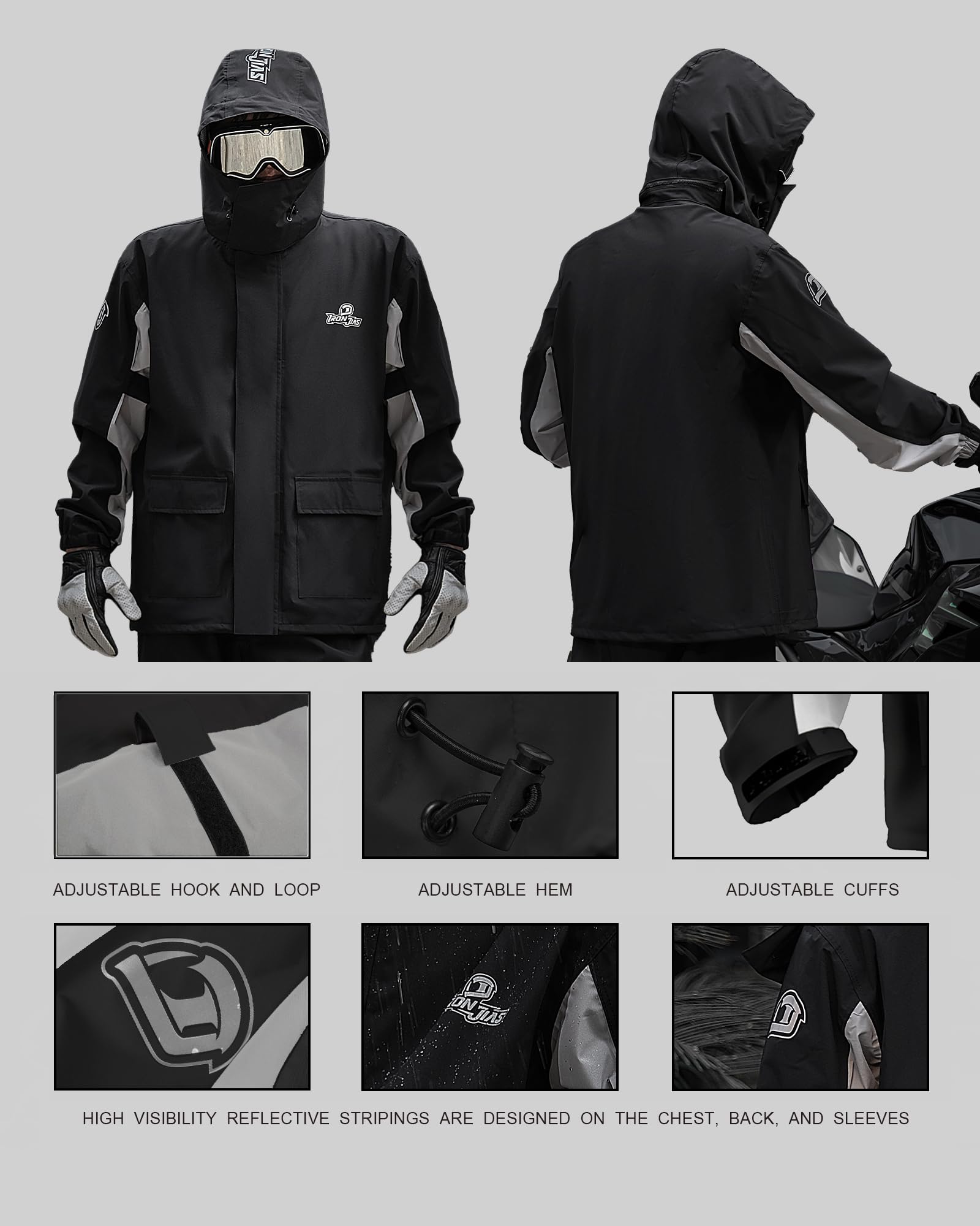 Iron Jia'S Rain Suit, Motorcycle Rain Gear For Men & Women, Waterproof Jacket And Pants, Breathable Reflective Raincoat For Fish