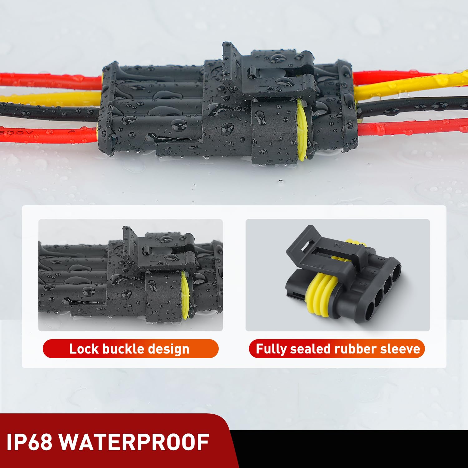 Nilight 180Pcs 4 Pin Electrical Connector Plug Male Female Terminal Wire Waterproof Connectors 4 Way Automotive Connect Set For