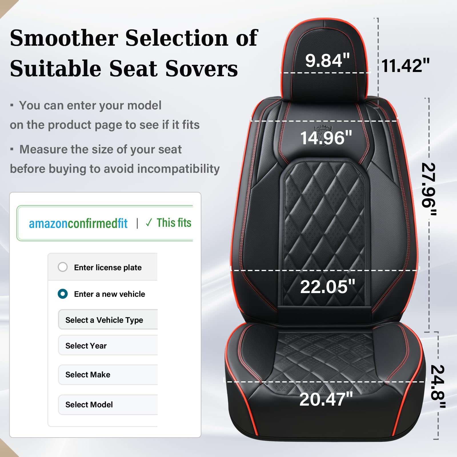 Coverado Seat Covers, Car Seat Cover Front Seats, 2-Pack Luxury Faux Leather Car Seat Covers, Waterproof Car Seat Protector, Bla