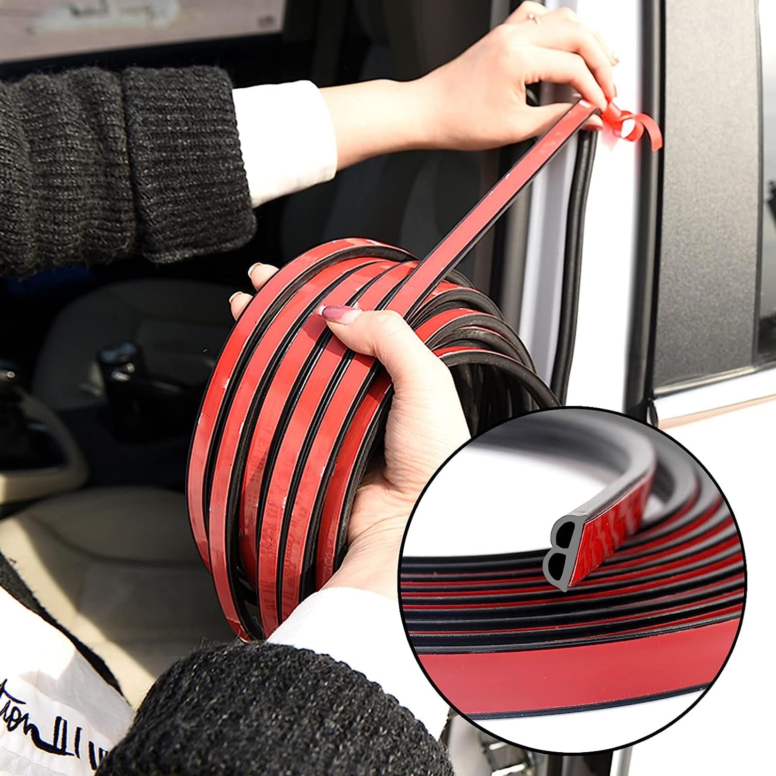 52.4Ft Car Door Seal Strip B Shape Automotive Weather Stripping Rubber Seals Soundproofing Weatherstrip For Car Window And Door,