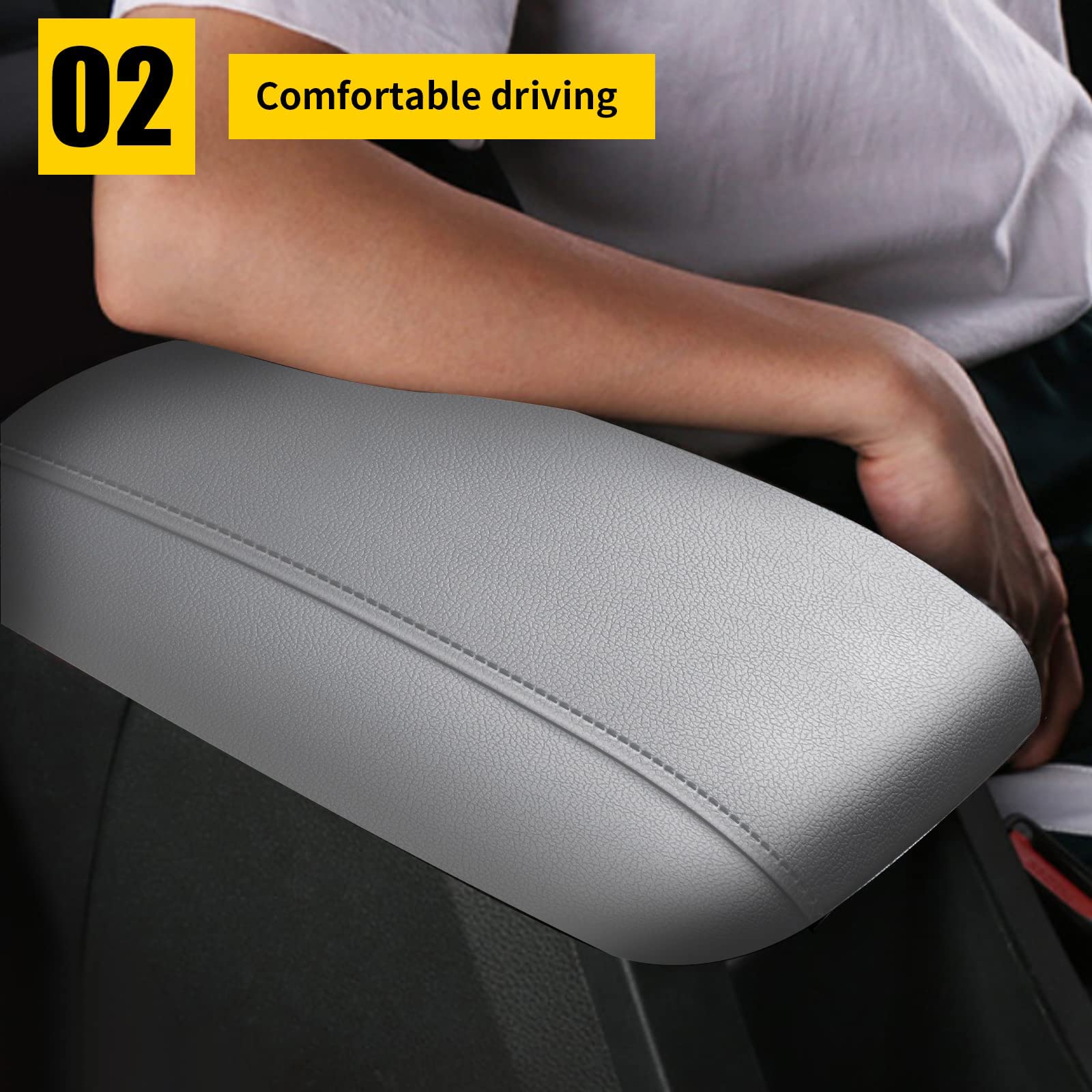 Aomsazto Gray Armrest Covers For 2015-2019 Hyundai Sonata