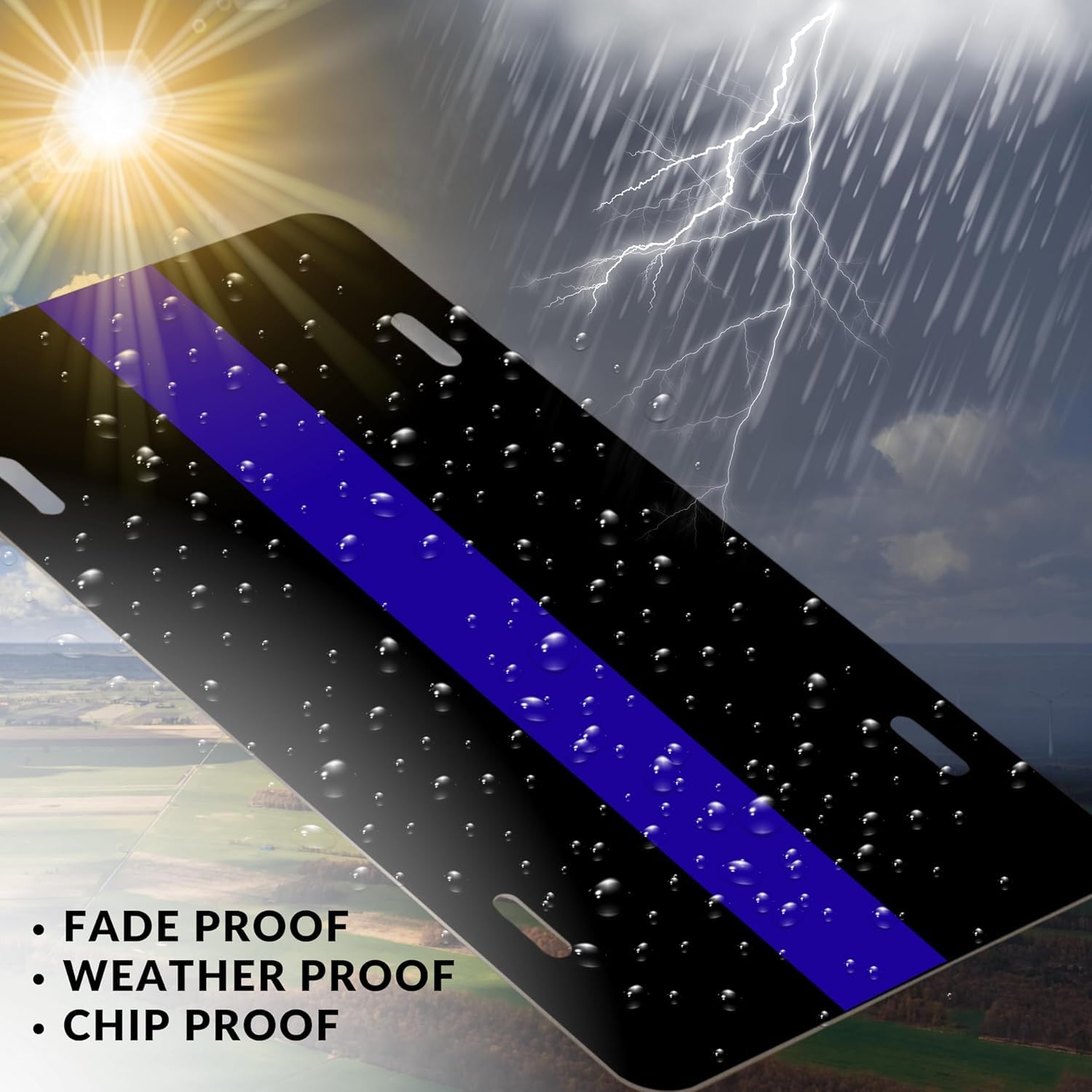 Thin Blue Line Metal License Plate Police Officers