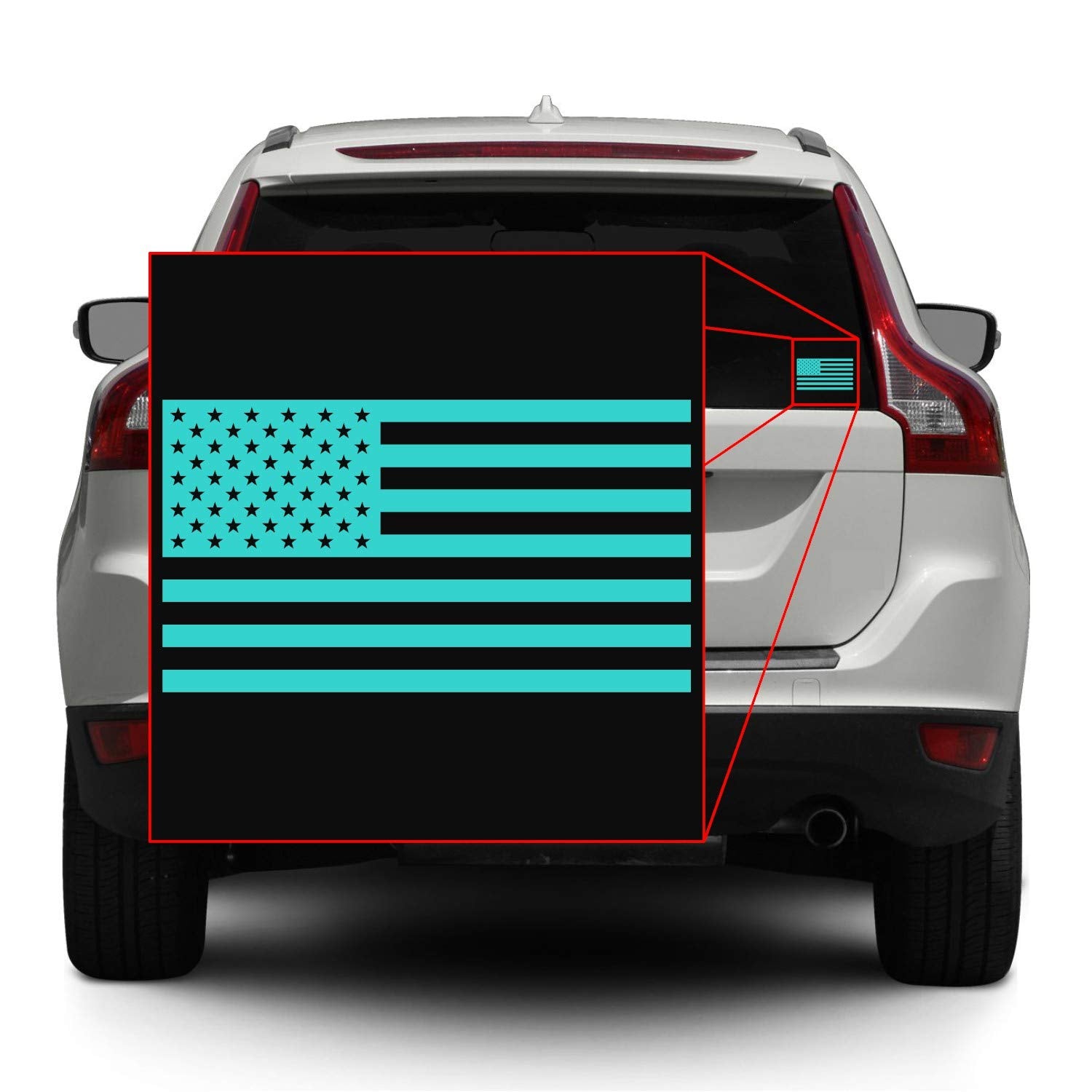 American Us Flag [Pick Color/Size] Vinyl Decal Sticker For Laptop/Car/Truck/Window/Bumper (5In X 2.8In [3-Pack], Matte Tiffany B