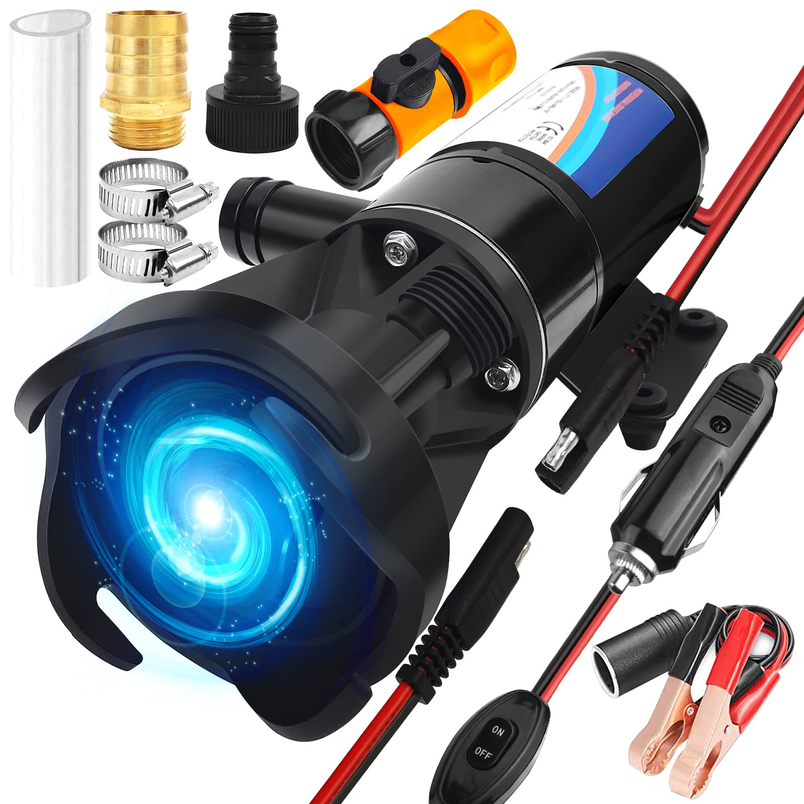 RV Macerator Pump, RV Water Pump 12V, Flojet Water Pump, Portable Quick Release Macerator Pump, Sewage Pump with Garden Hose Dis