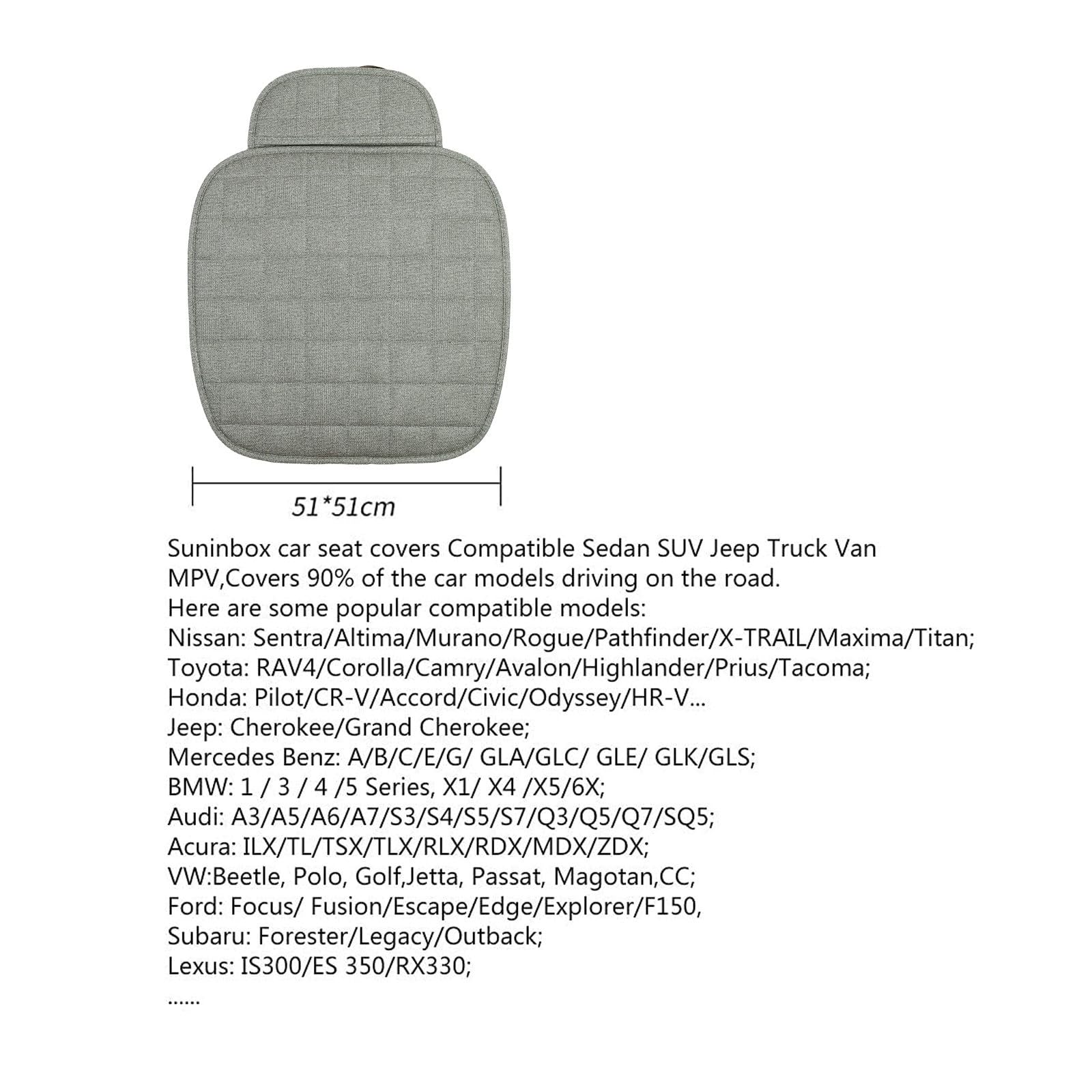 Suninbox Linen Seat Cover For Car,2 Pack Bottom Seat Covers For Trucks, Car Seat Cushion,Pads,Mat,Protector Universal Fit Most A