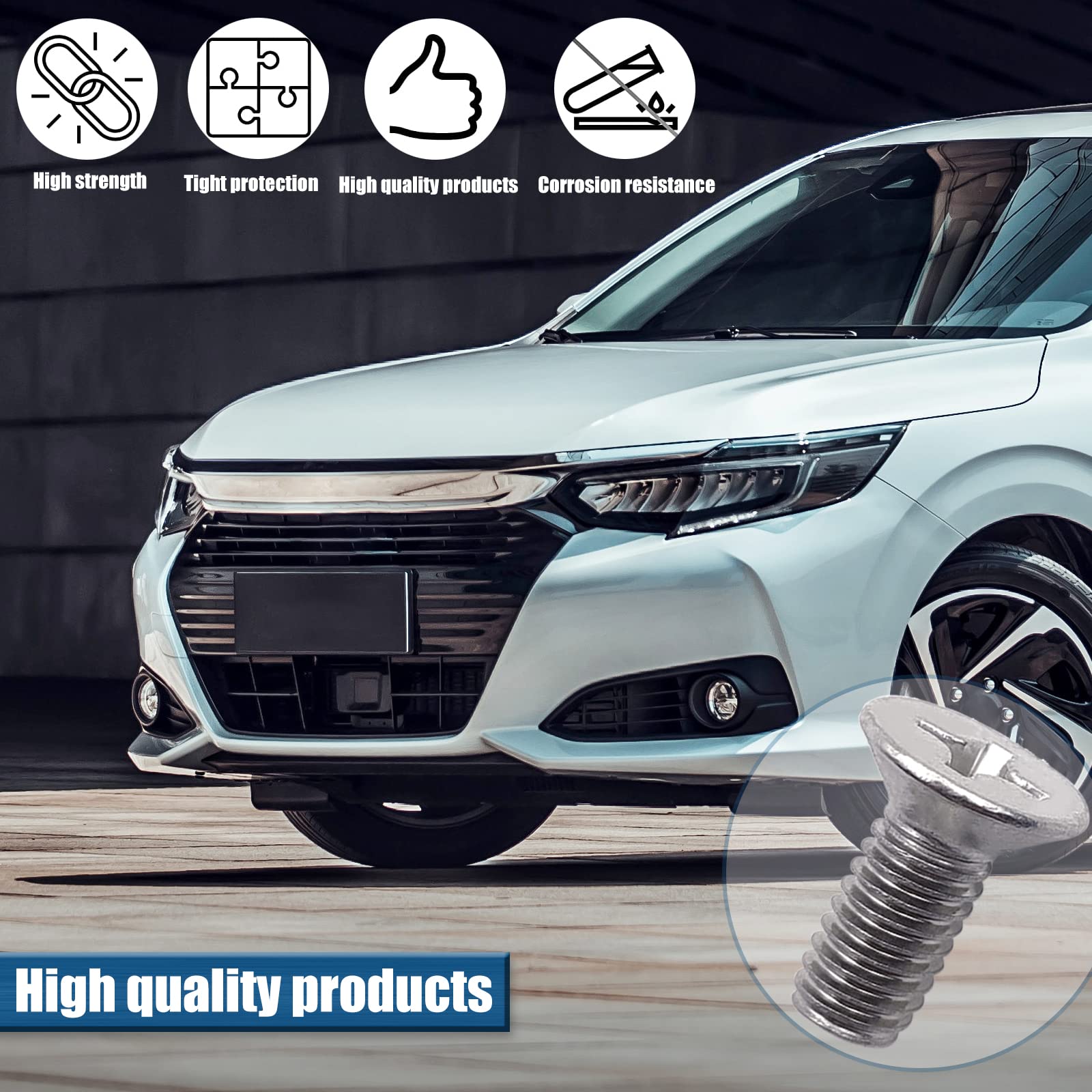 8Pack Stainless Steel Brake Disc Rotor Screws, Stainless Steel Retaining Screws For Front And Rear By Mission Automotive, Compatible With For Honda, Acura, Hyundai And Kia Models