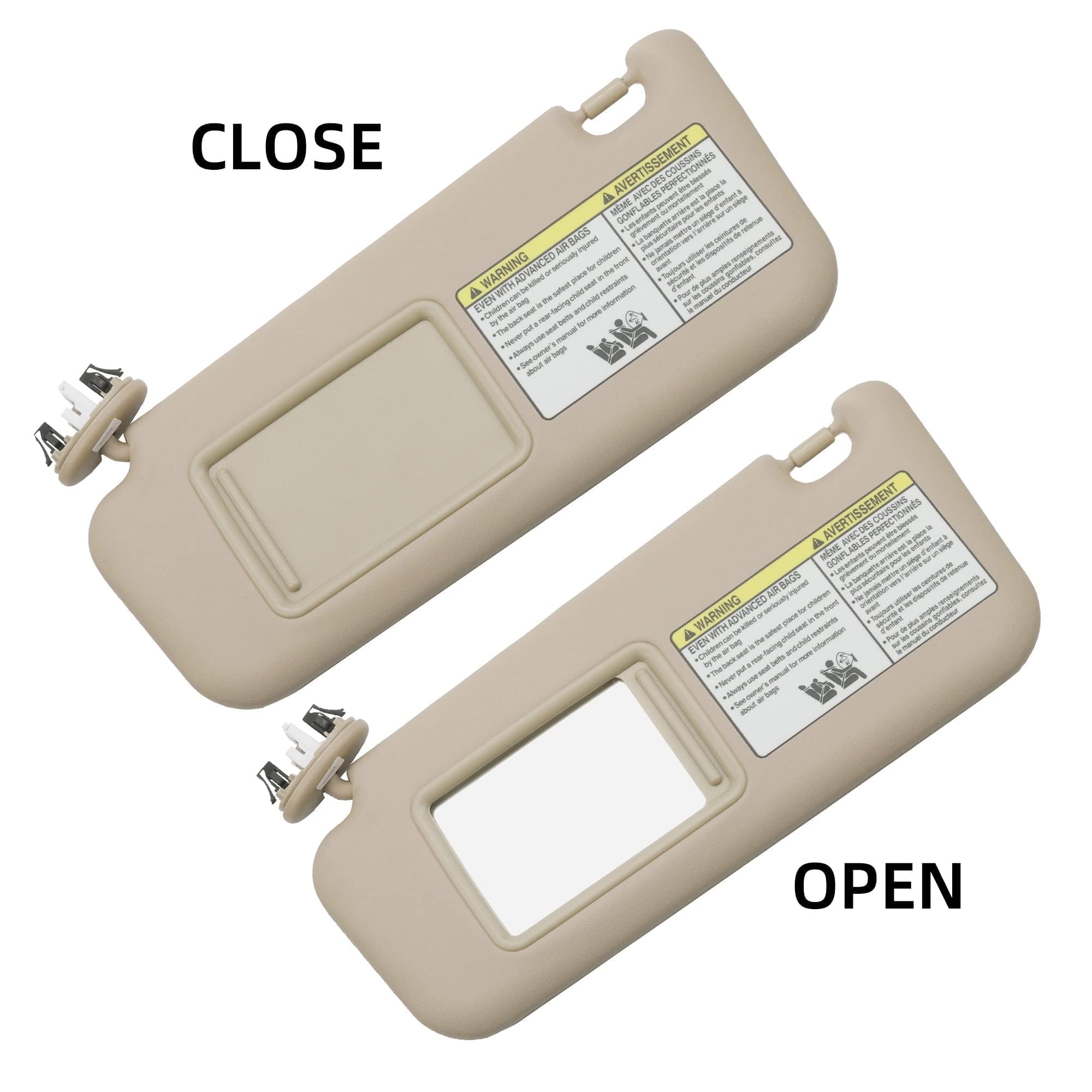 Dasbecan Front Left Driver Side Sun Visor With Vanity Light Compatible With Toyota Rav4 2006-2013 Replace 74320-42501-B3 (Beige)